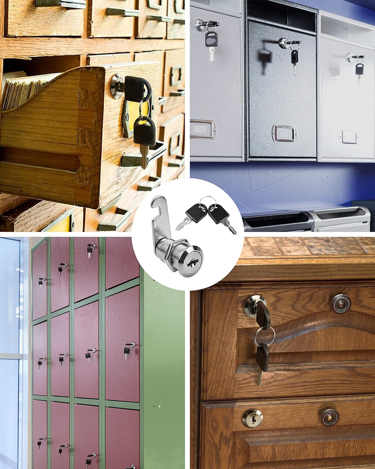 MoHern Cabinet Locks, 6 Pcs Keyed Alike 1-1/8 Inch (30mm) Cylinder Locks, Zinc Alloy Cam Lock with Keys for Cabinet, Drawer, RV and More