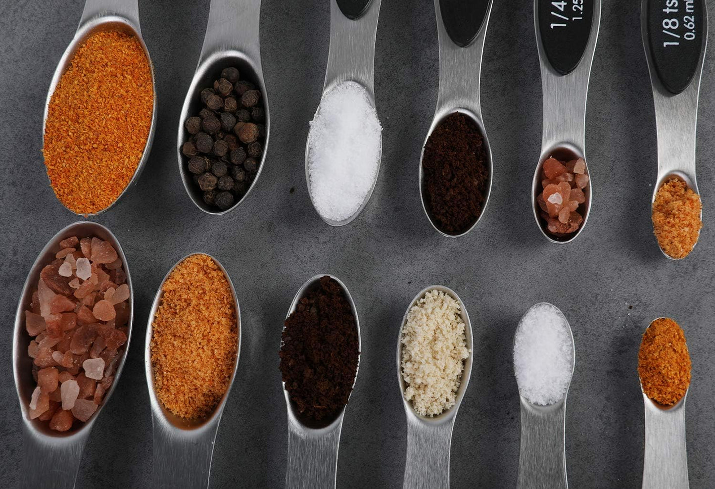 Magnetic Measuring Spoons Set of 6 Stainless Steel Dual Sided Stackable Teaspoon for Measuring Dry and Liquid Ingredients