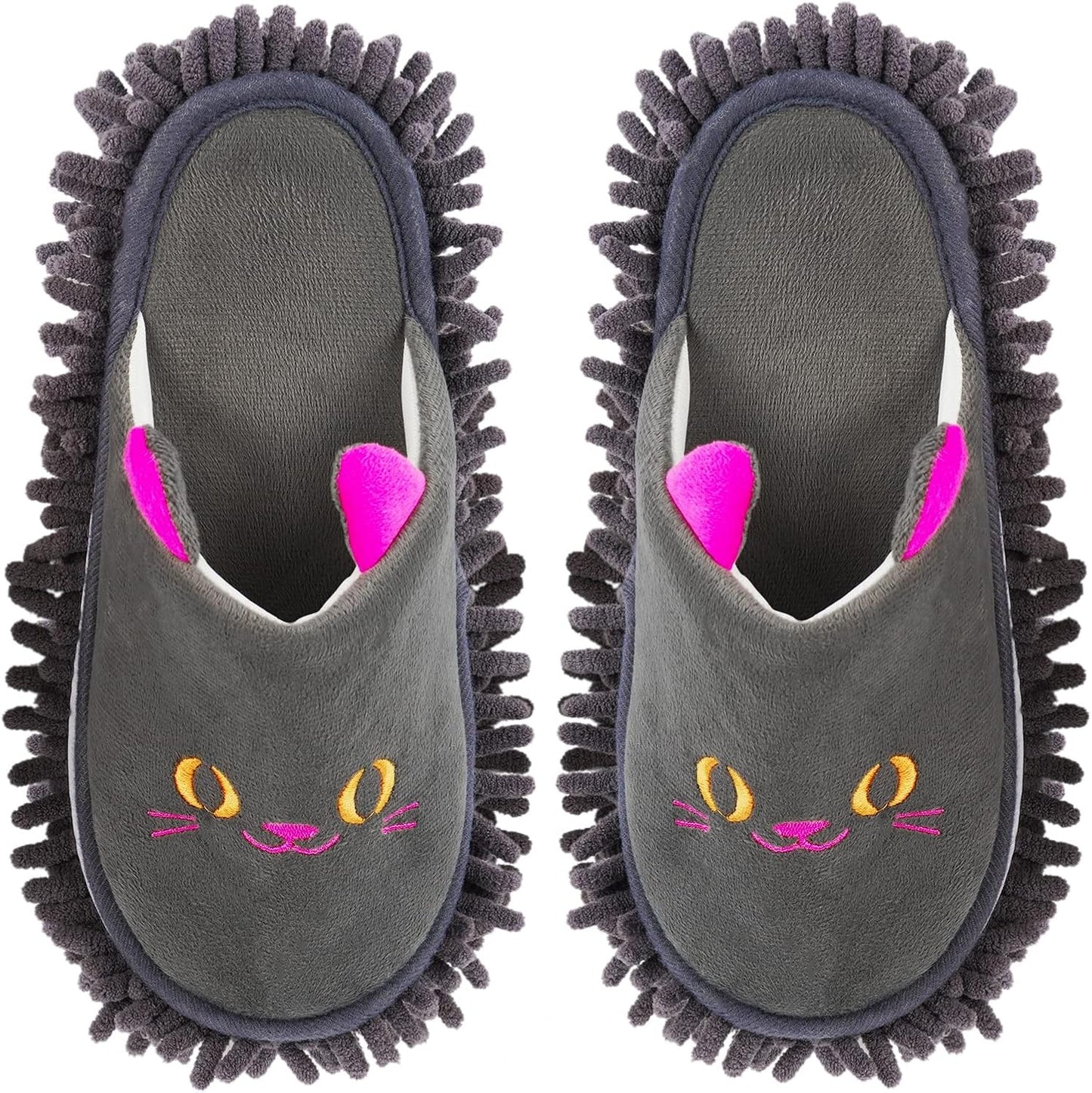 Warm Microfiber Slippers Floor Dust Dirt Hair Mop Slippers Shoes Anti-slip Moccasin Bedroom Home (Dark gray)