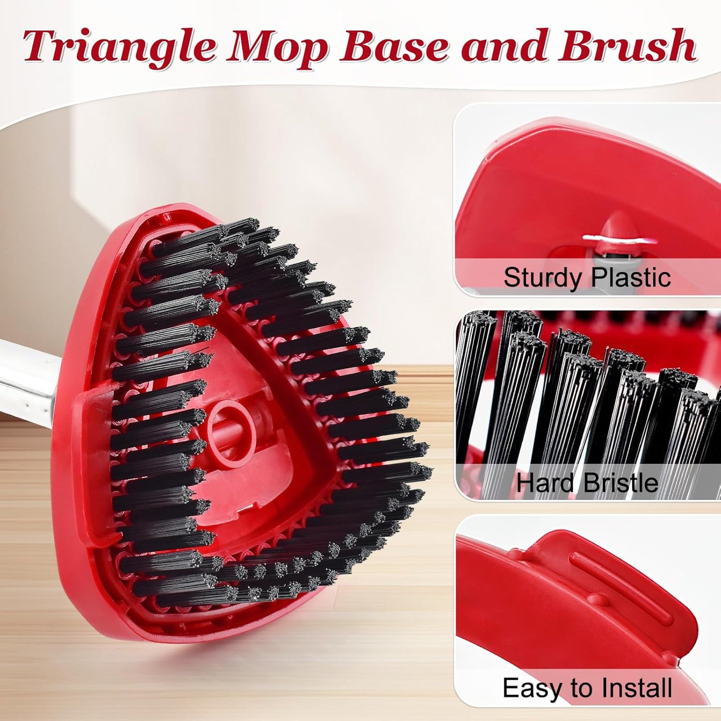 Spin Mop Handle,Mop Heads Replacements,Scrubber Mop Head and Mop Base Combo Set Compatible with Ocedar RinseClean 2-Tank Spin Mop,Mop Replace Head and Scrub Brush Set for Multi-Surface Hard Floor