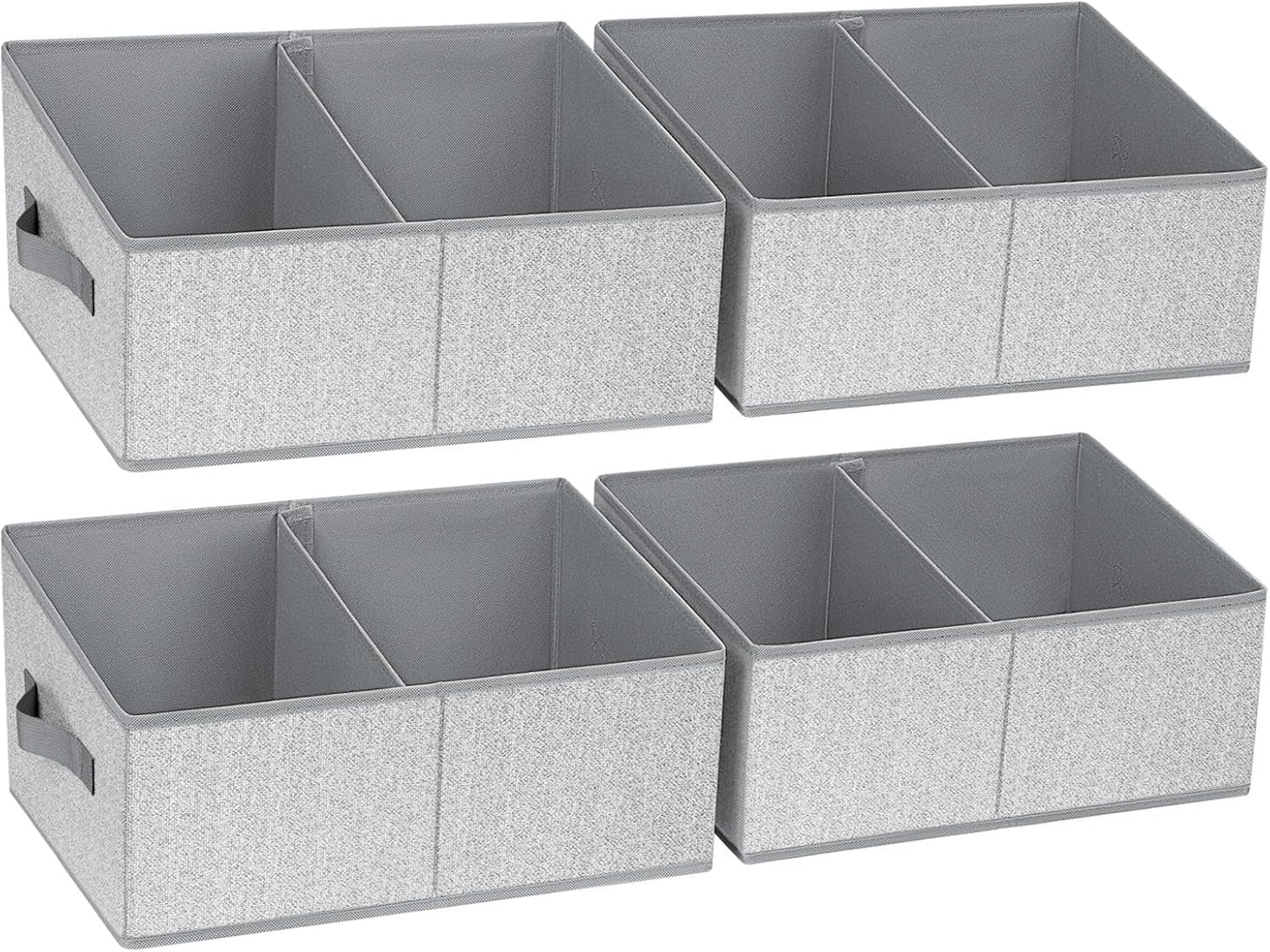 DIMJ Trapezoid Storage Bins for clothes - 4 Packs Closet Organizers and Storage Baskets, Foldable Closet Baskets with Handles and Divider, Closet Storage Bin Toybox for Shelves Living Room Bedroom