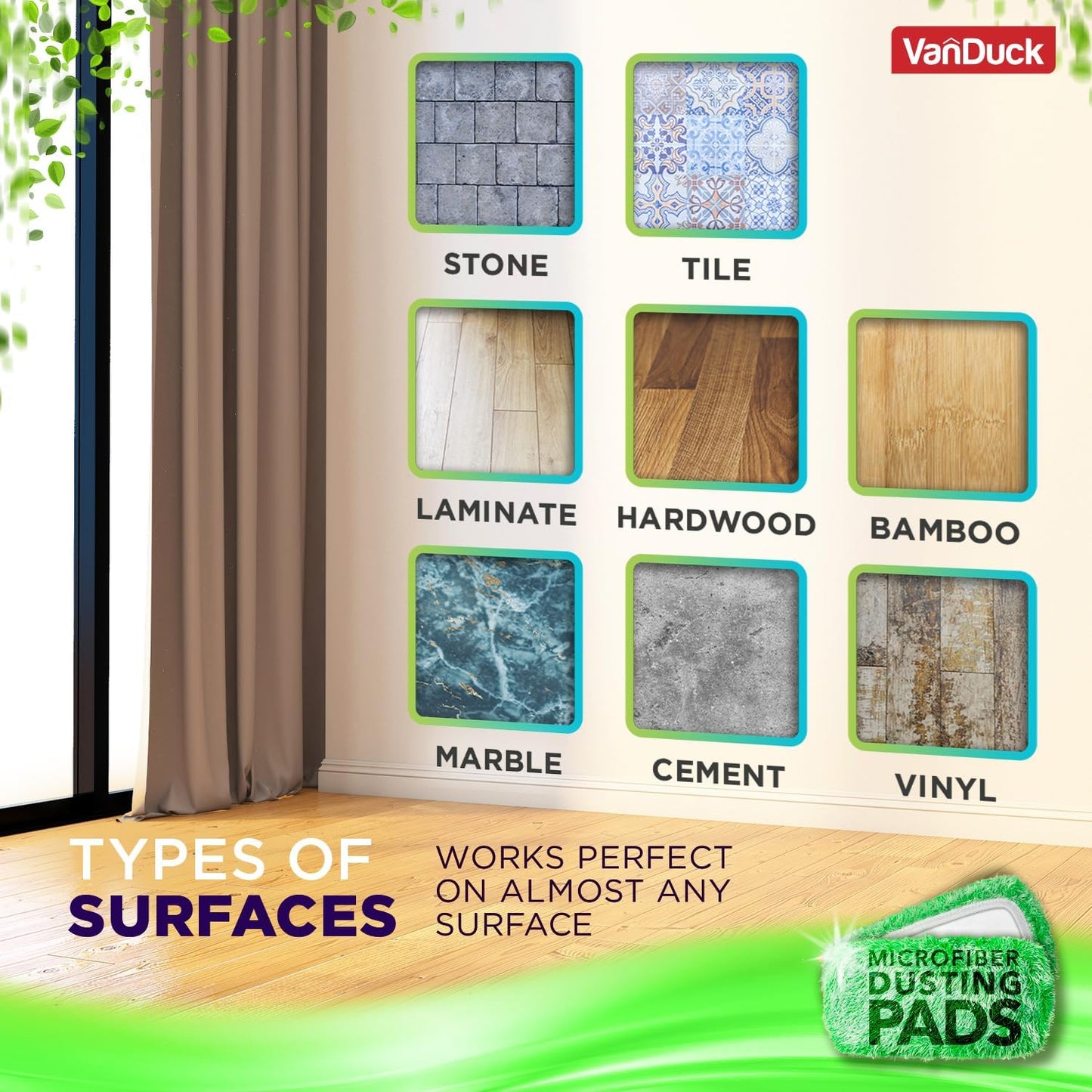 VanDuck Floor Duster Refill Compatible with Swiffer Sweeper Mop (2 Pack) - Microfiber Pet Heavy Duty Dry Cloth Refills - Reusable Mop Pad