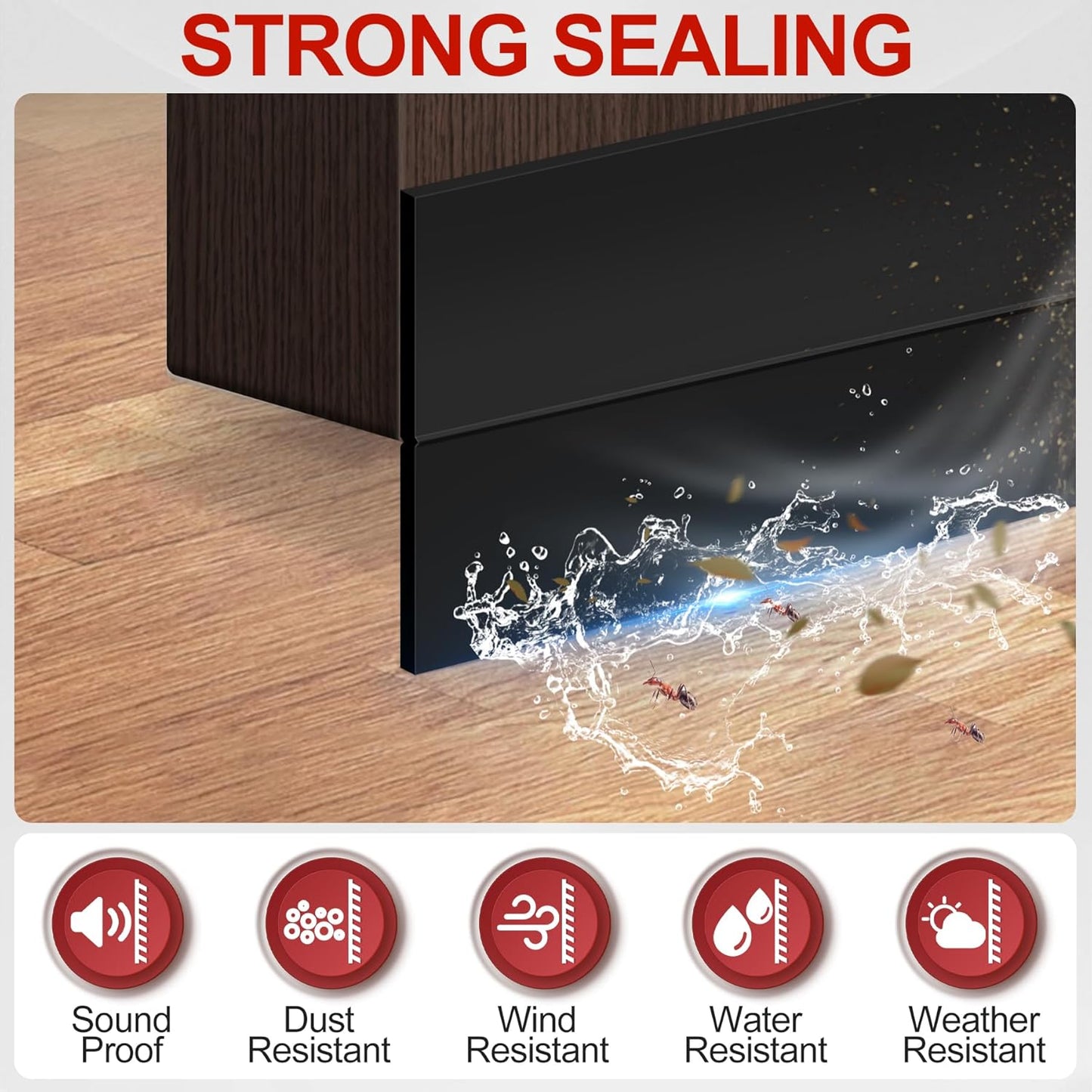 MYFAMIREA Door Weather Stripping 1IN (W) x 20FT (L) Door Draft Stopper Seal Tape Silicone Seal Strip Self Adhesive Shower Sweep Insulation Tape Side Bottom Strip for Sliding Glass Window Gap, Black