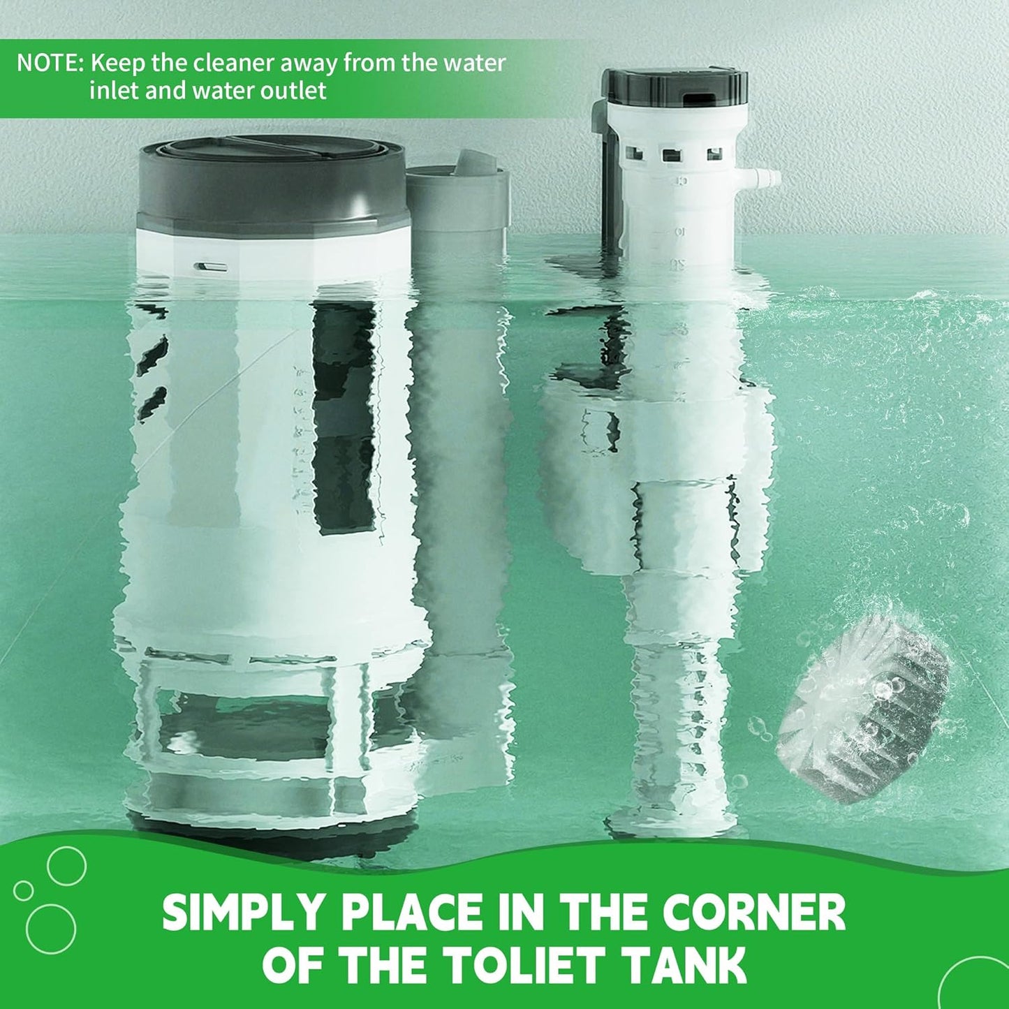 Toilet Bowl Cleaner Tablets, Automatic Toilet Bowl Cleaners, Long-Lasting Toilet Tabs Drop in Tank for Deodorizing & Descaling, Green, 6 Packs