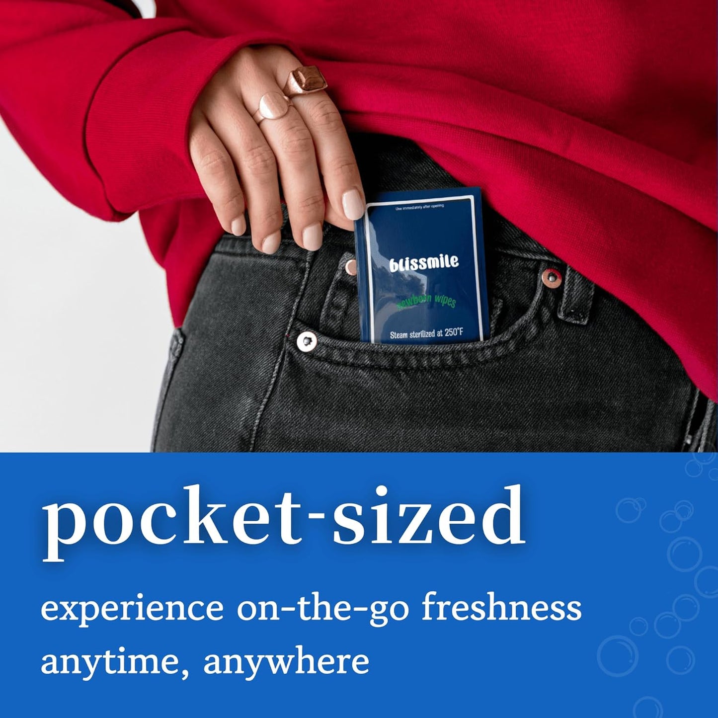 Mini Travel Wipes - 100% Water - Individually Wrapped - For Hand, Face & Body - Unscented Wet Wipes for Adults & Kids, Baby with Sensitive Skin - Feminine Wipes for Women, On the Go Essentials, 220 ct