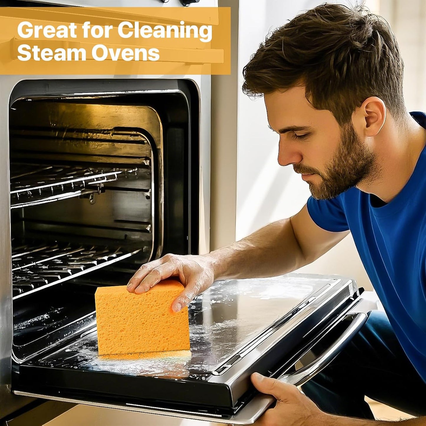 2 PCS Large Natural Cellulose Sponges 6x4x2 Inch - Super Absorbent and Biodegradable, Perfect for Home & Kitchen Cleaning, Boat Bail, Car Washing