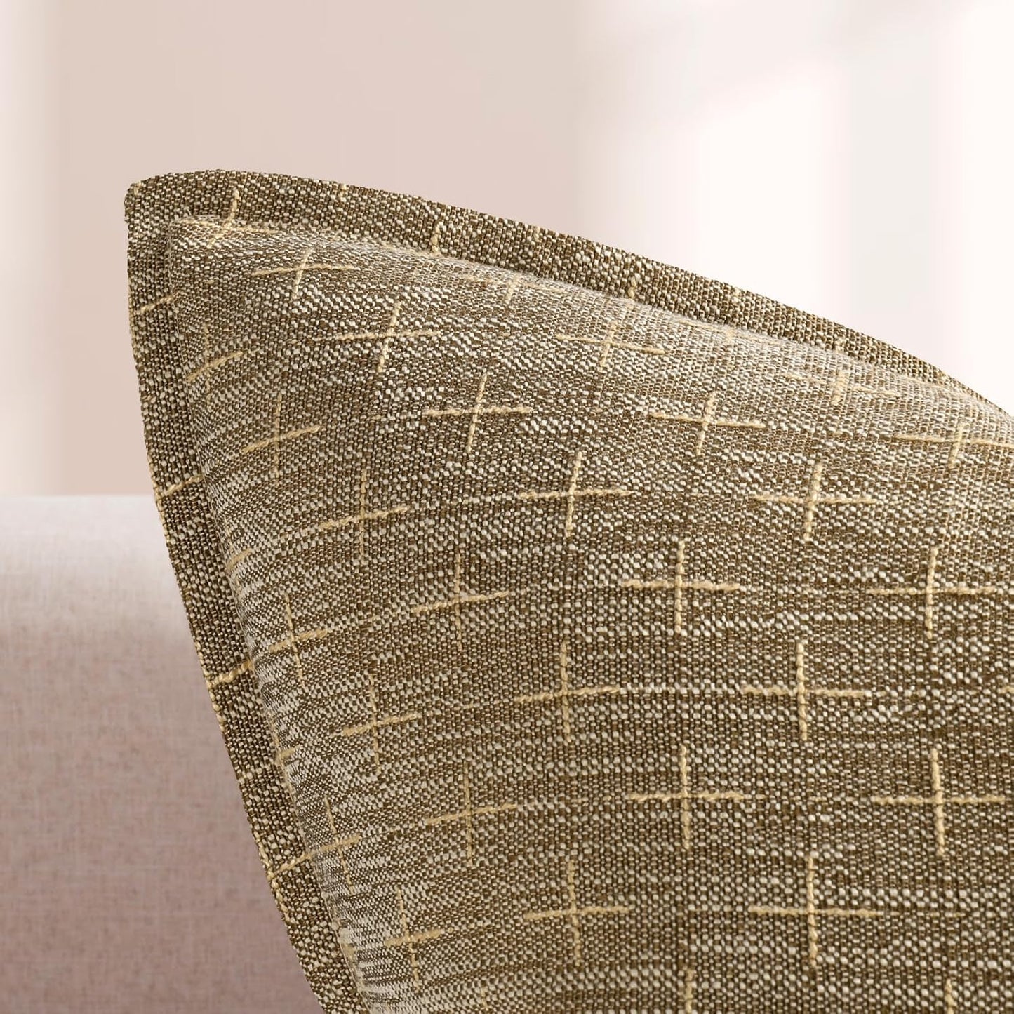 ZWJD Pillow Covers 26x26 Set of 2 Soft Polyester Textured Pillow Covers with Stylish Flange Edge Cozy Farmhouse Throw Pillows for Couch Bed Sofa Living Room