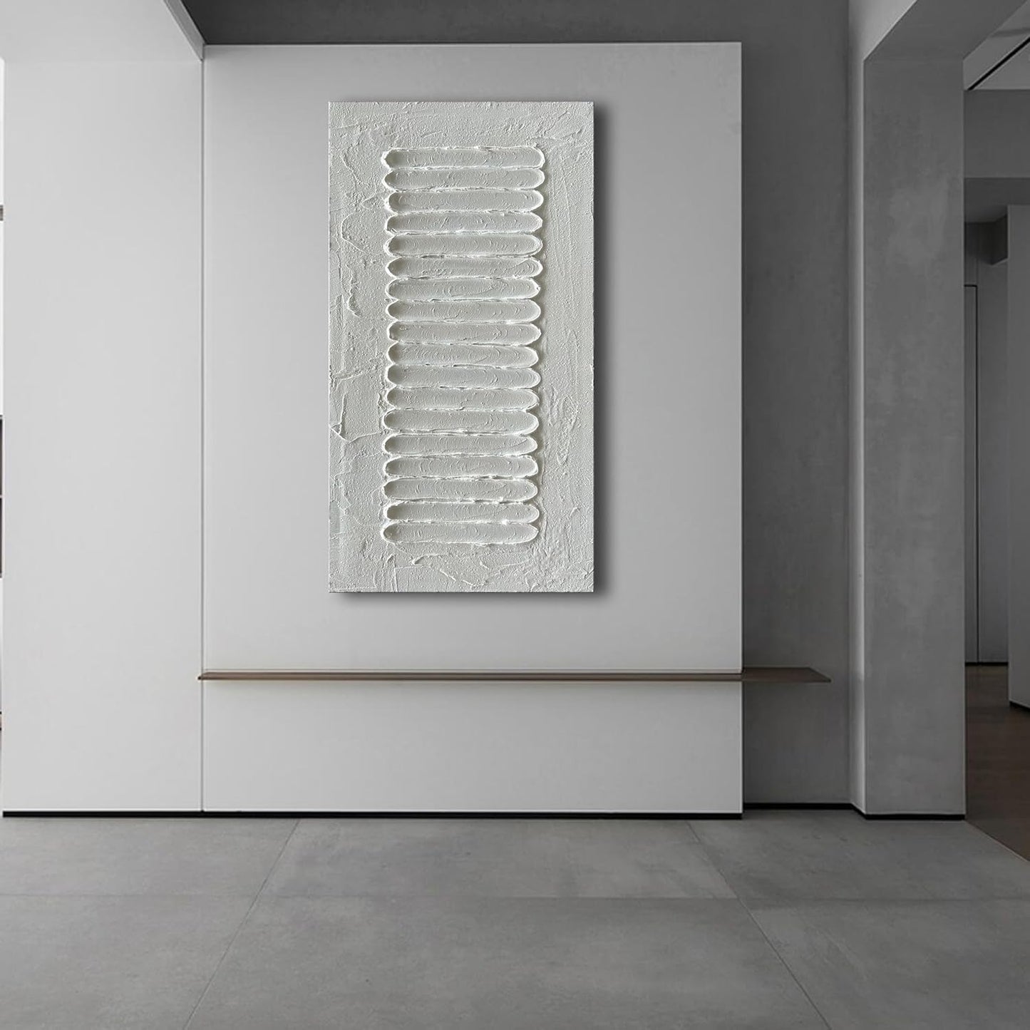 NANKAI Art 24x48 Inchs White Minimalist Art Oil Painting Hand Painted Thick Texture Abstract Painting Home Wall Decorative Art