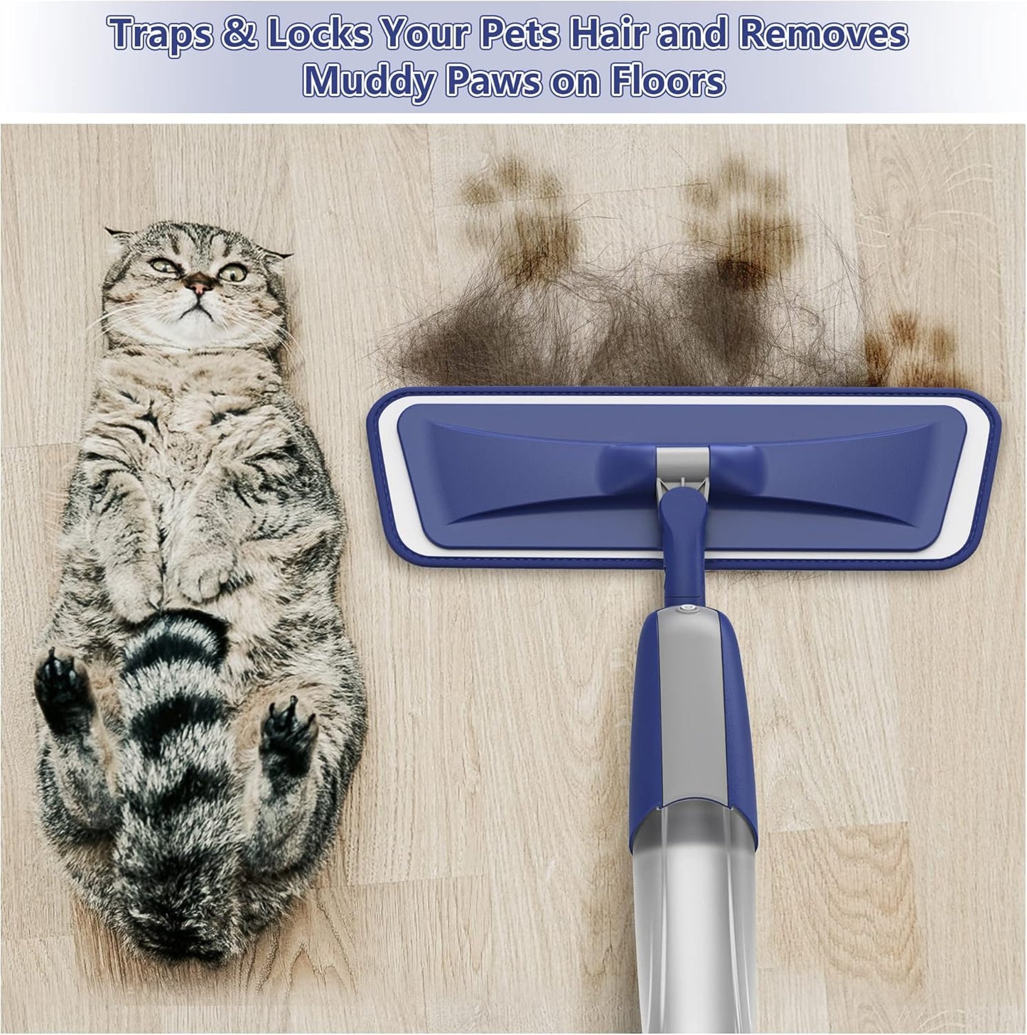 Wet Dust Mops for Hardwood Floor Cleaning - MEXERRIS Microfiber Spray Mops with 4X Reusable Washable Pads 2X Bottles Wood Floor Mops with Spray Home Commercial Use for Hardwood Laminate Tiles Floors