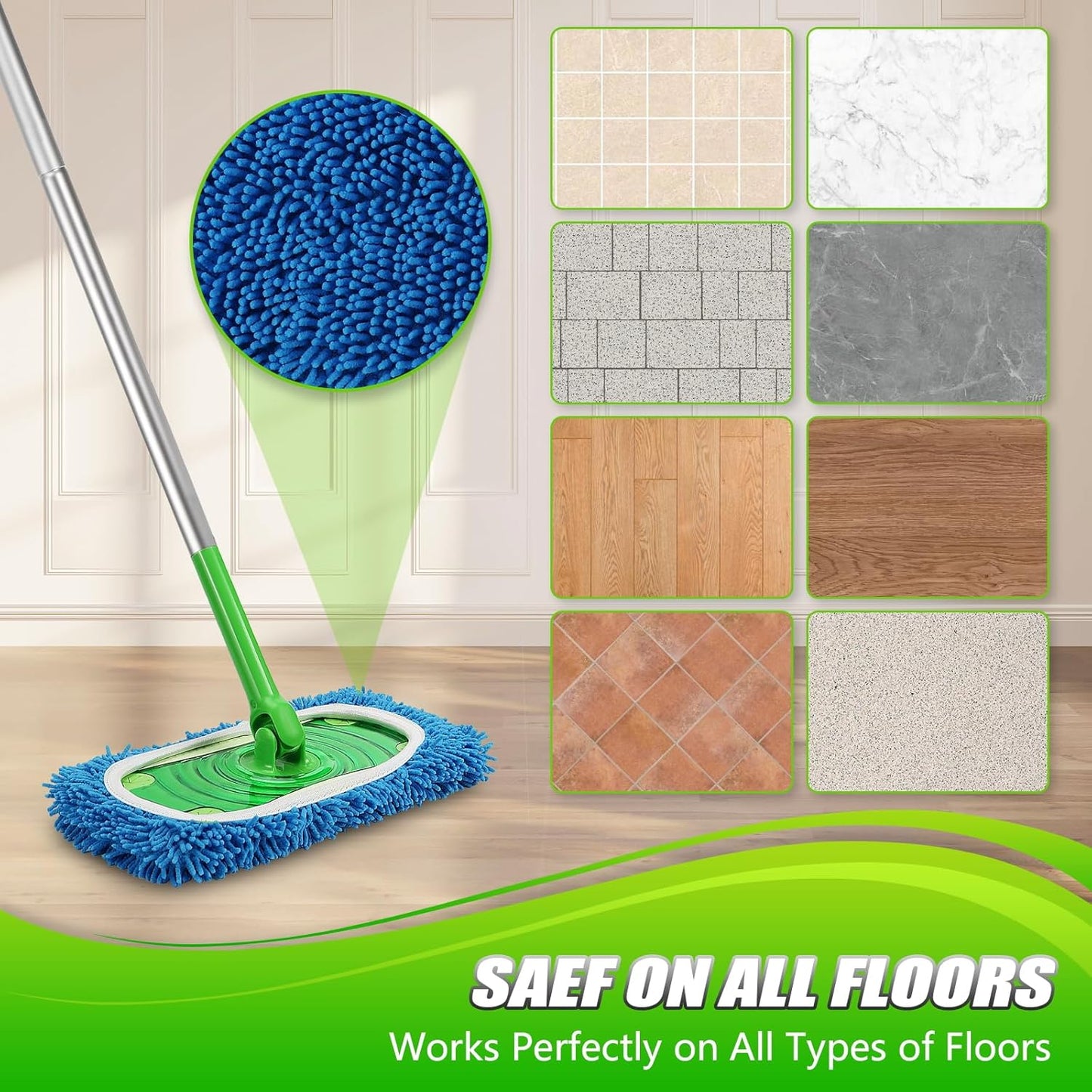 Set of 4 Reusable Microfiber Mop Pads Compatible with Swiffer Sweeper, Dry Sweeping Cloths, Washable Wet Mopping Cloth Refills for Floor Cleaning (Mop is Not Included) (Multicolor 2, 4 Pack)