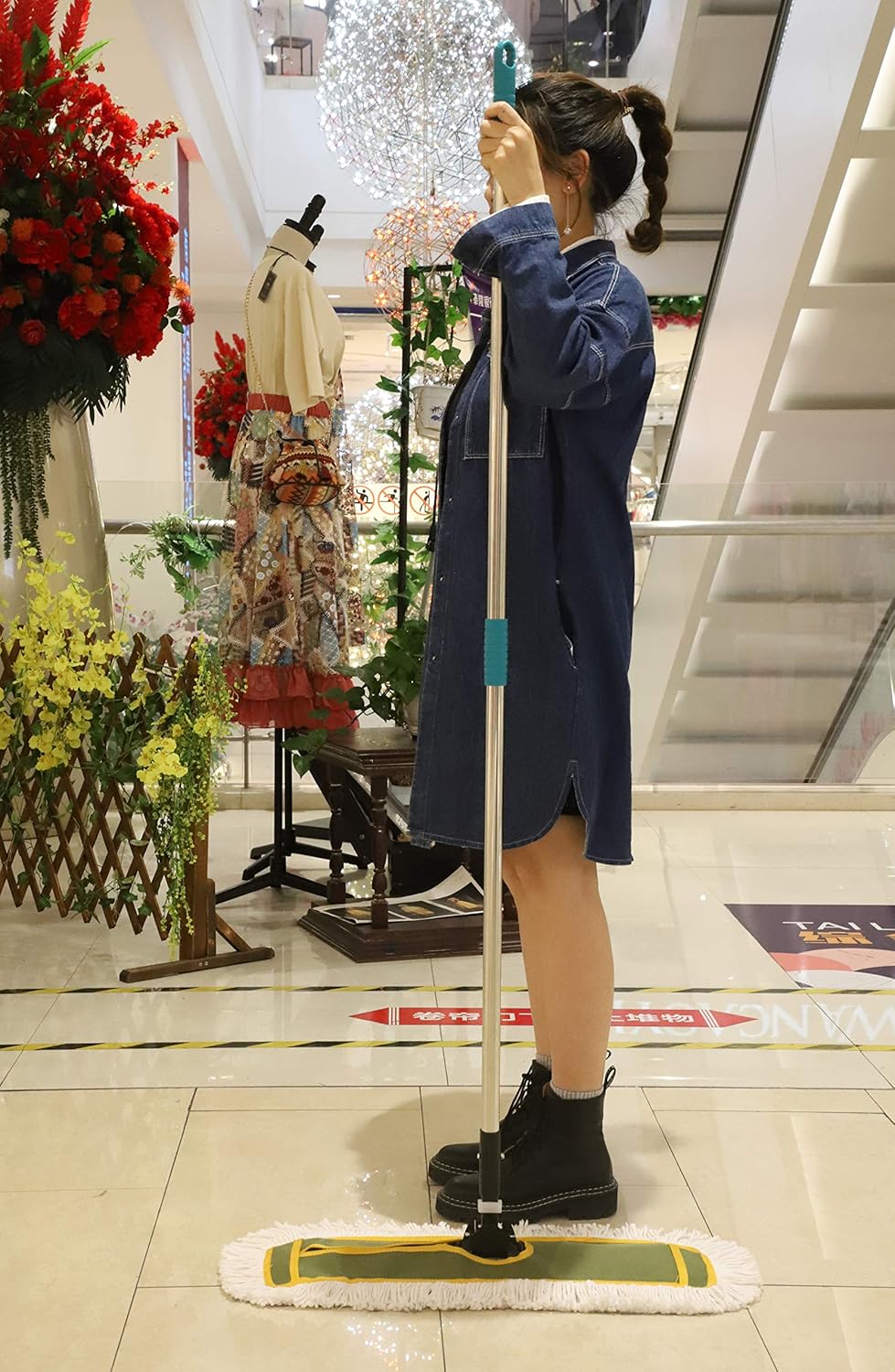 OFO 24inch Industrial Commercial Dust Mop 2 Sets // Heavy Duty Dust Mop // 63inch Length Stainless Steel Handle //Easily Clean Large Area Factory,Shopping Mall,Garage