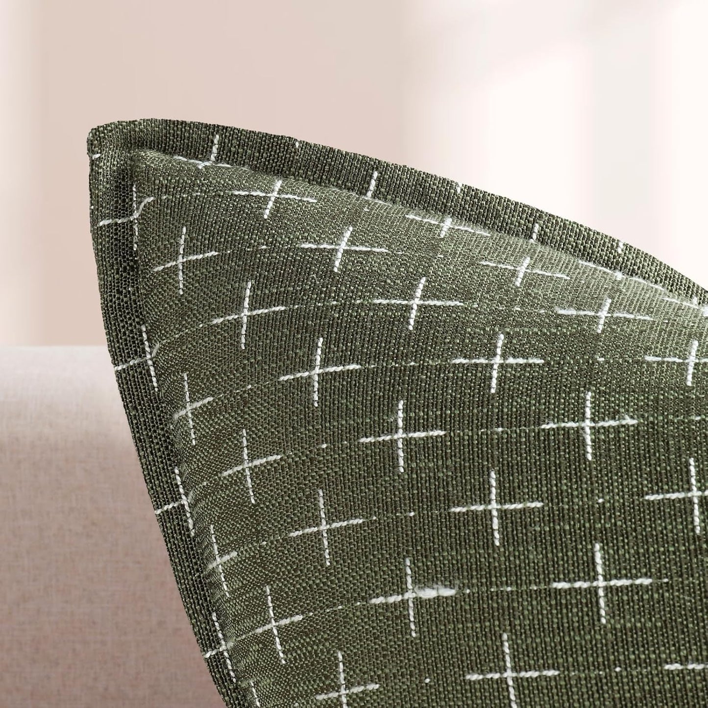 ZWJD 12x20 Pillow Covers Set of 2 Soft Polyester Textured Lumbar Pillow Covers with Stylish Flange Edge Cozy Farmhouse Throw Pillows for Couch Bed Sofa Living Room