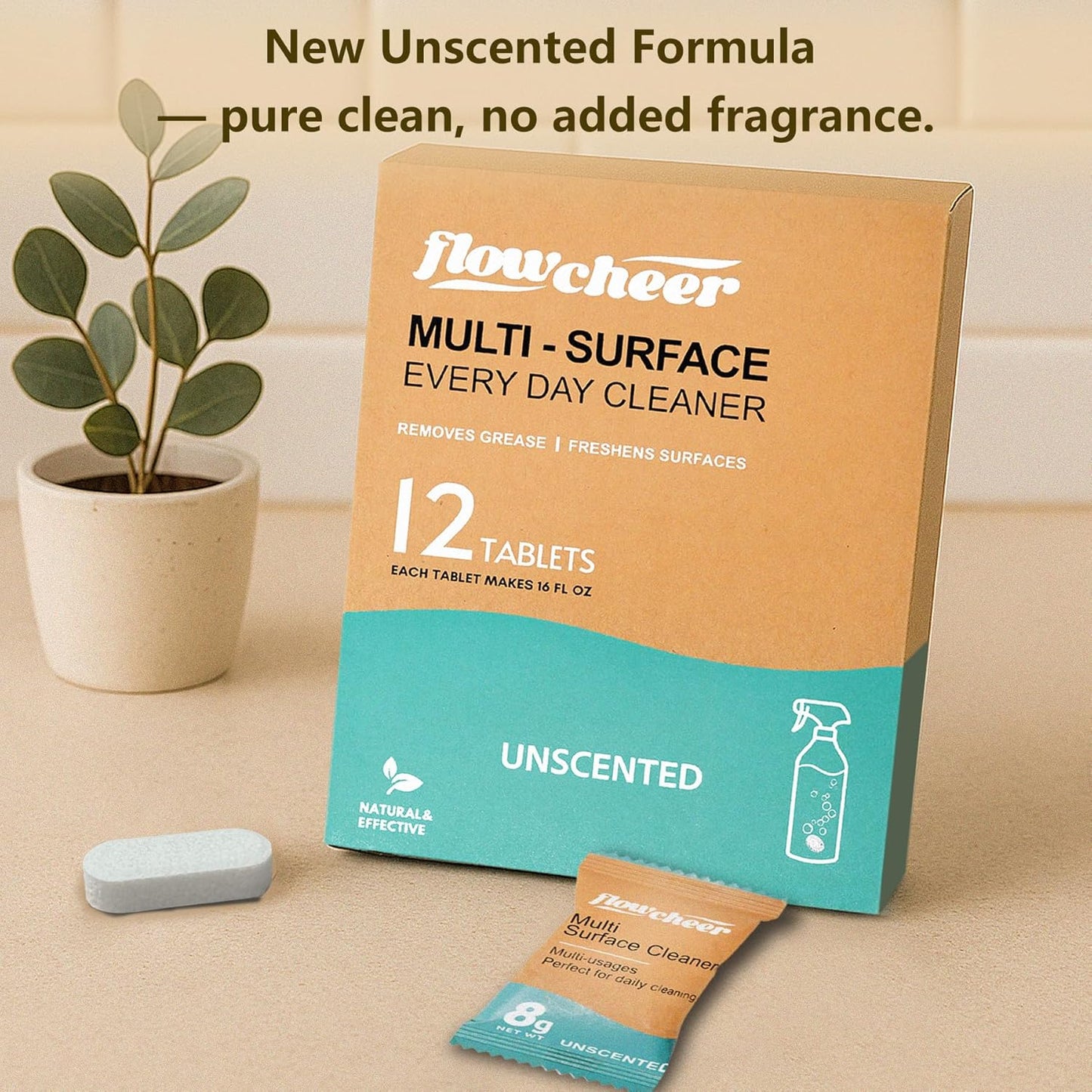 All Purpose Cleaner Concentrate Refills,MultiSurface Clean Refill,No Toxic Cleaning Tablets(12Pack)-Makes 192fl oz(12x16Fl oz)Bottle of Spray Cleaner for Household&Kitchen Cleaning-Unscented