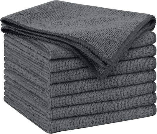 AIDEA Microfiber Cleaning Cloth Grey 8PK, Microfiber Towels for Cars, Premium Car Cloths, Dusting Cloth Lint Free Cleaning Rags for SUVs, House, Kitchen, Window, Workshops,11.5×11.5"
