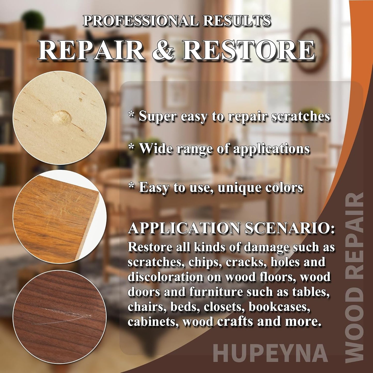 Wood Repair Kit, 12 Color Wood Fillers, Furniture Repair Kit, Repair Scratch, Cracks, Stains, Discoloration for Wood Furniture, Door, Cabinet, Floor, Table Surface Wood Touch up Filler Wood Paint