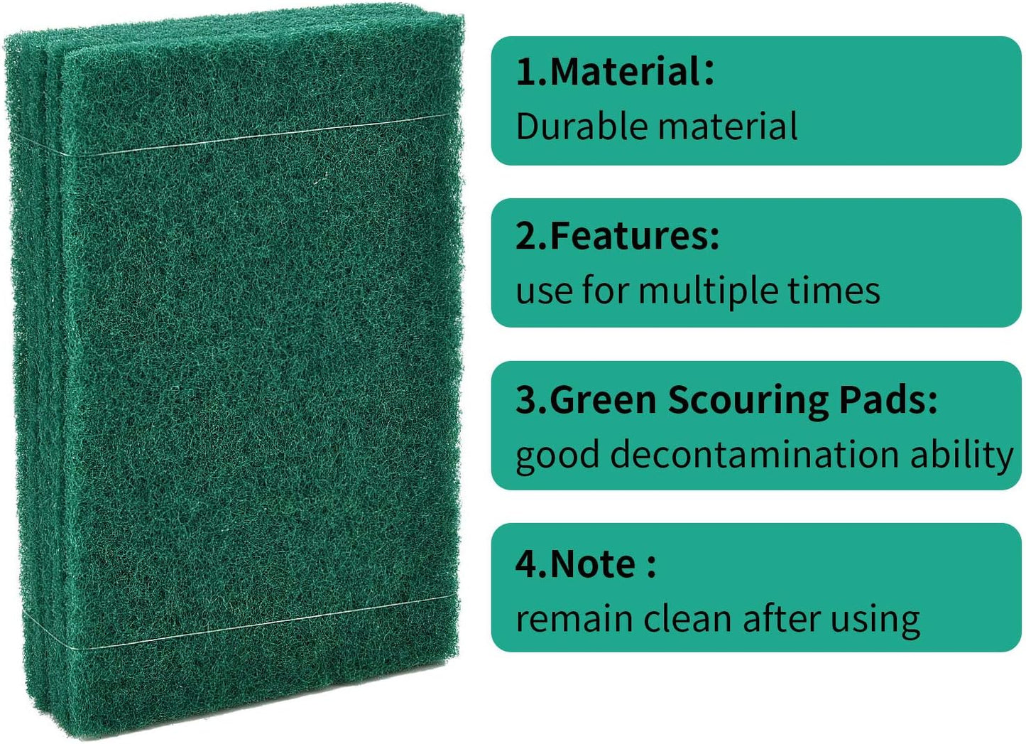 Jetec Scrub Pads Scouring Pads Sponge Dish Scrubber Scouring Cleaning Non Scratch for Kitchen Dishes Cleaning(Green,40 Pieces)