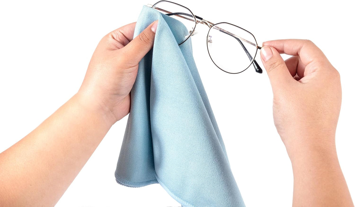 KLNYOO Microfiber Glass Cleaning Cloths Lint Free Streak Free Quickly and Easily Clean Windows & Mirrors Without Chemicals Polishing Cloth 16x16 Inch 8 Pack Blue