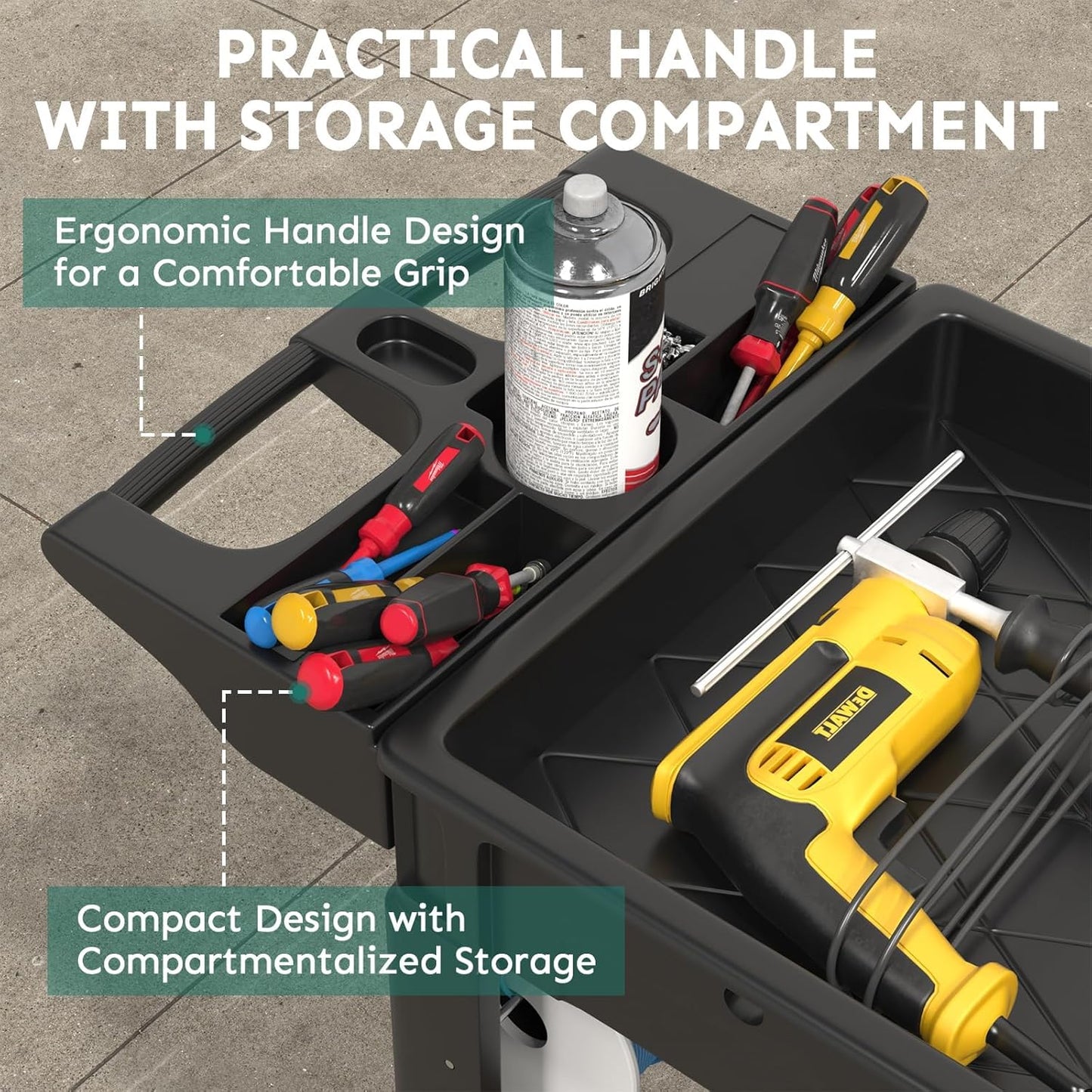 2 Shelf Heavy Duty Plastic Utility Cart, Service Cart Tub Storage W/Deep Shelve Holds up to 1000 lbs, Rolling Utility Cart with 360°Swivel Wheels, Work Cart for Warehouse, Garage, Cleaning