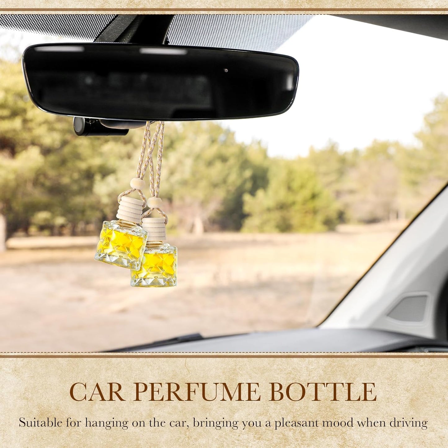 BBTO 50 Pcs Hanging Car Air Freshener Car Diffuser Bottles Empty Glass Perfume Bottle Freshener Diffuser Bottle Pendant for Essential Oil Fragrance Aromatherapy Bottle Ornament(Diamond)