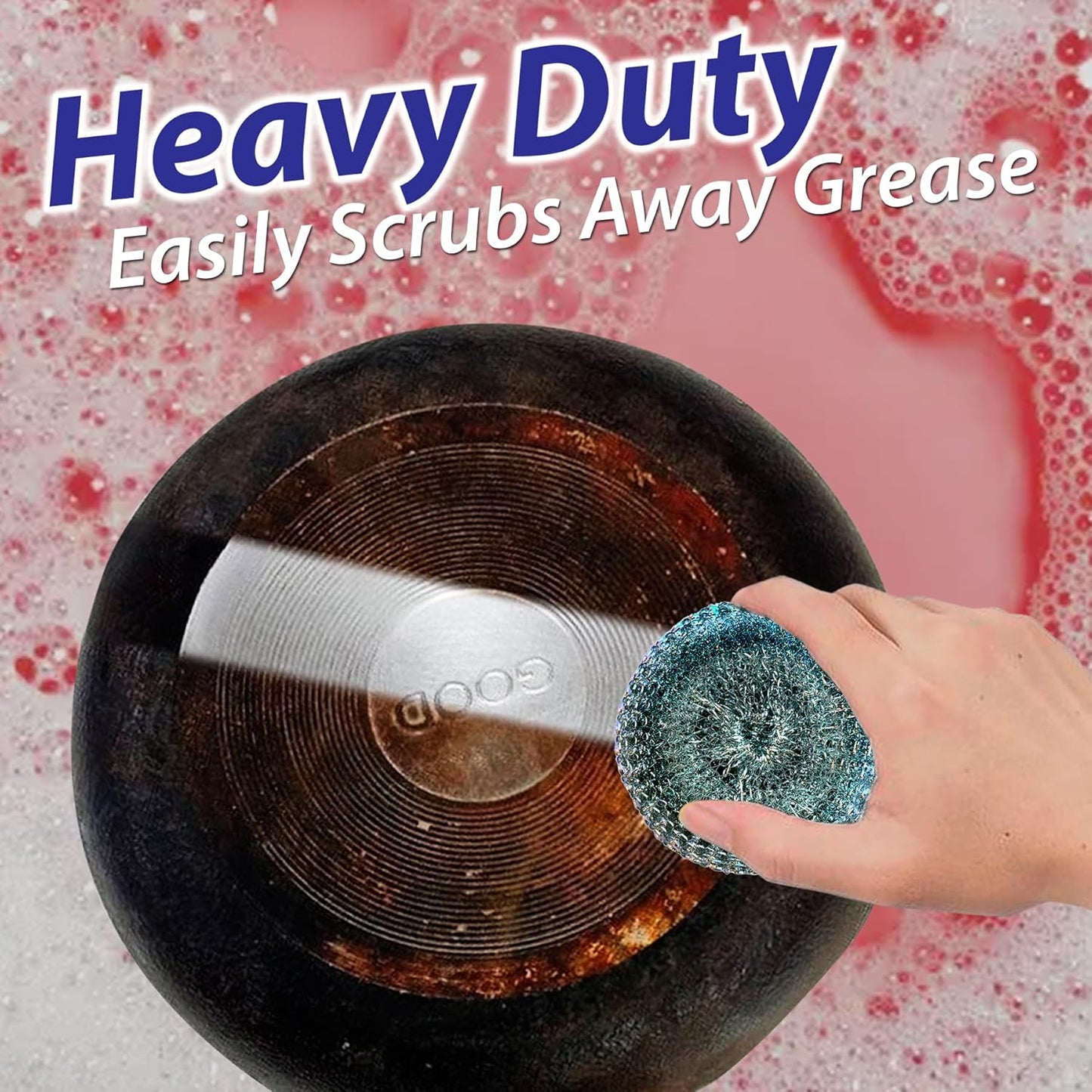 3 Pcs ESSPERTA Stainless Steel Wool Scrubber，3 Steel Scrubber Wool Pads for Cleaning Dishes, Metal Scrubber Pot Scrubbers Can Clean Iron Pots, Stoves, Barbecue Grills, Wash Sink