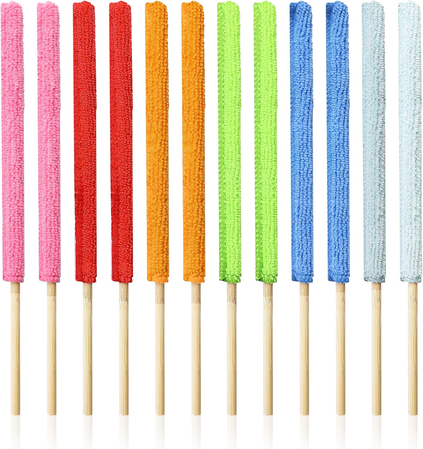 12 Pcs Microfiber Detail Duster Sticks Fan Cleaning Brush Crevice Cleaning Tool AC Vent Cleaner Mini Split Cleaning Kit Fan Blade Cleaner Dusters for Cleaning Home Car Window Blind(Multicolors)