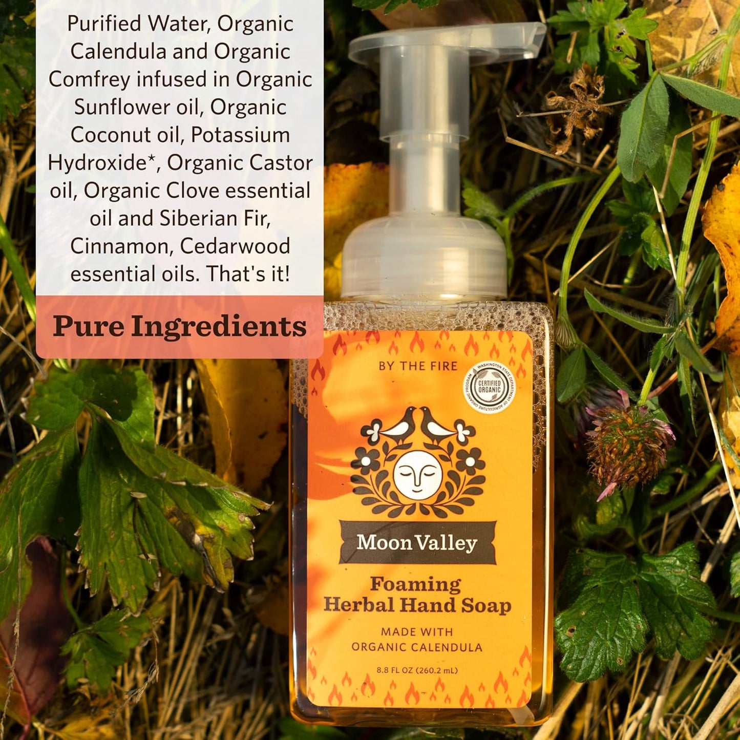 Moon Valley Herbal Foaming Hand Soap, Vegan (By the Fire, Recyclable Bottle)