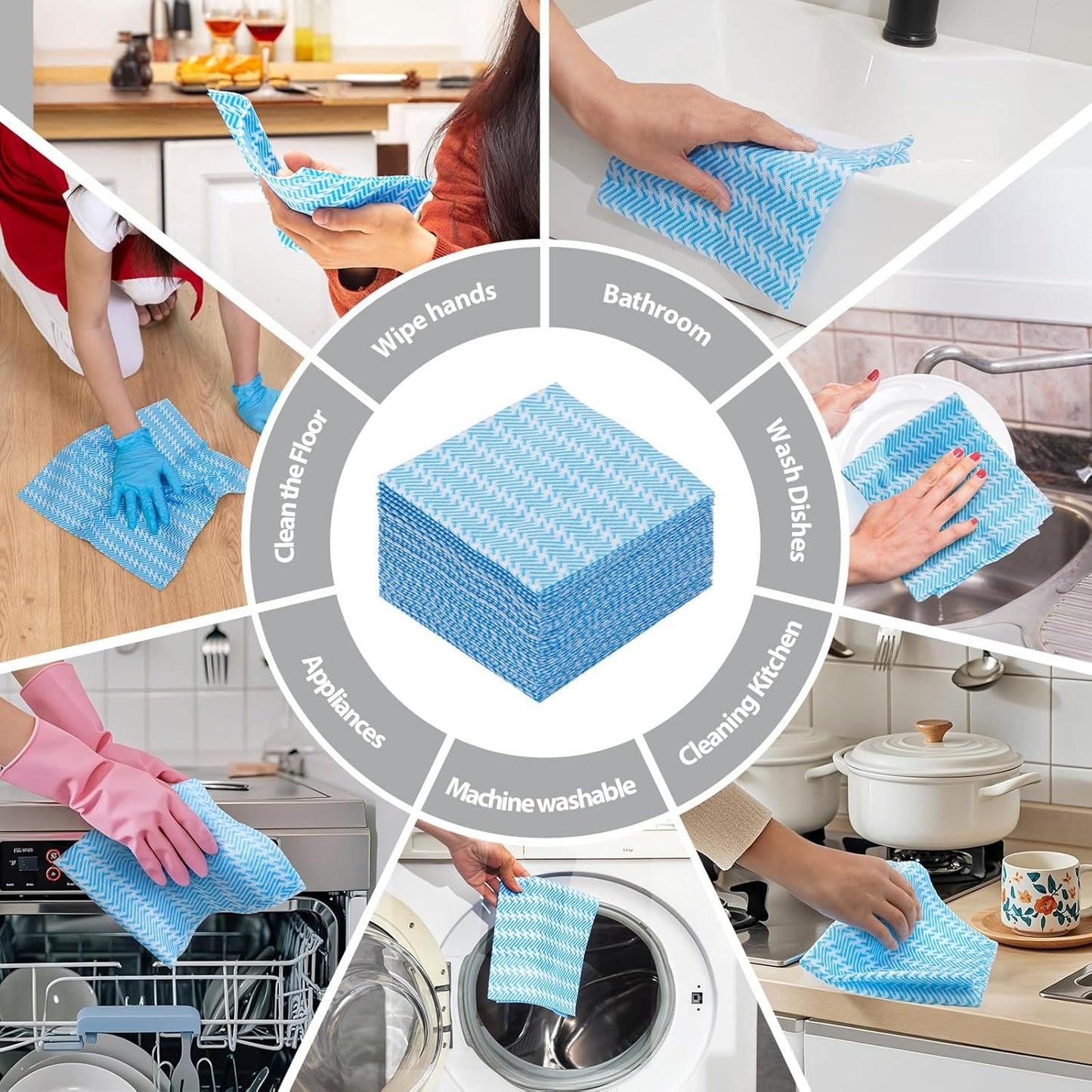 Disposable Cleaning Cloths Dry Handi Wipes Reusable Dish Cloths Multi Use Reusable Cleaning Towels,Machine Washable J Cloth,Heavy Duty Handy Wipes 13.7" X 15.7" 40 Count