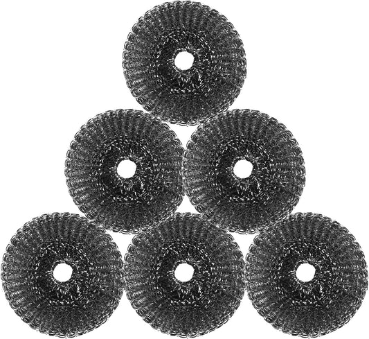6 Pcs Steel Wool Scrubber, Stainless Steel Scrubber for Cleaning Kitchen and Household Stubborn Messes from Stoves Pans Pots Grill Sink, Replacement Wire Brush Set ( Only Replacement Pad)