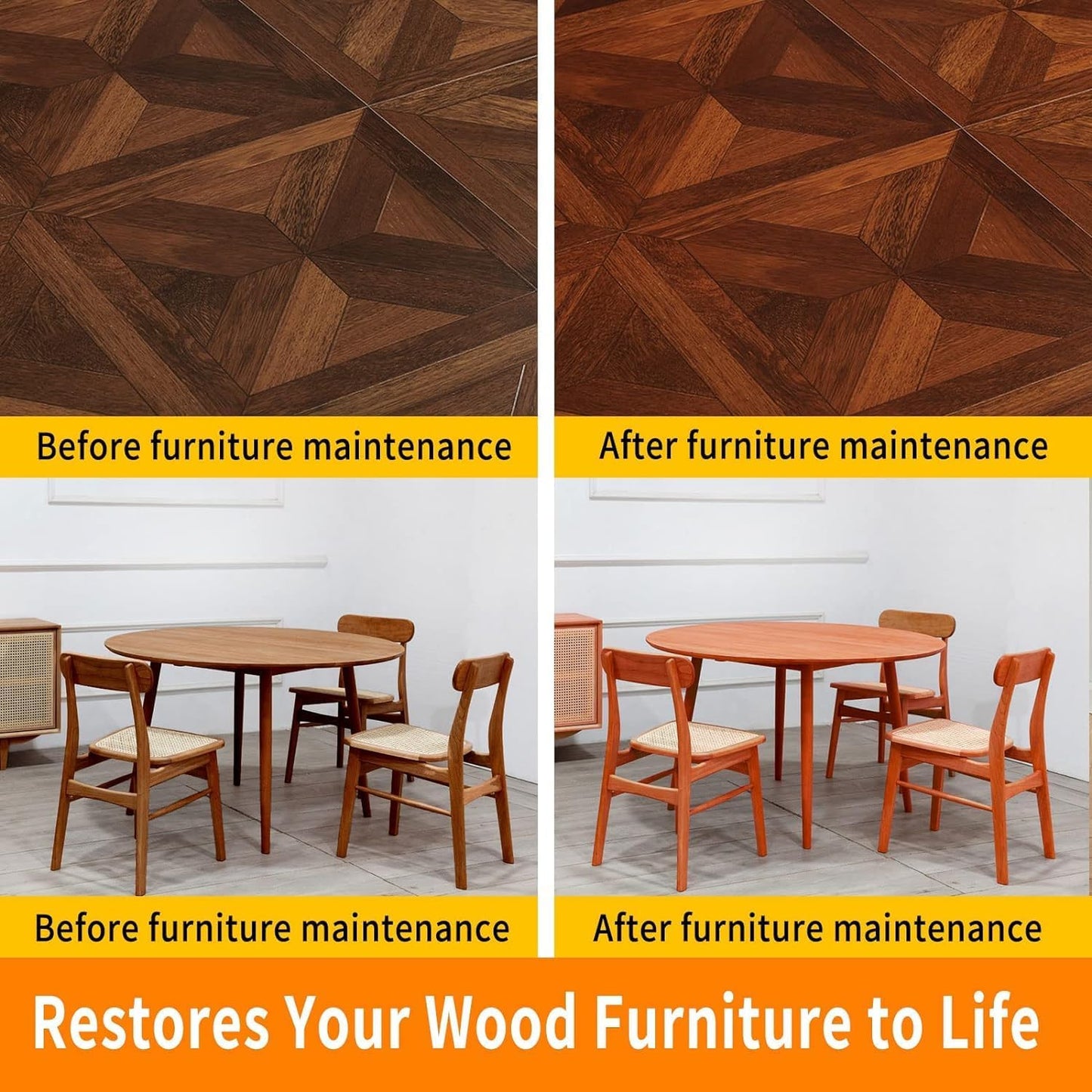 PIPIHUA Beeswax Polish and Conditioner for Wood Furniture - Waterproof & Restorer Wood Wax, Multipurpose Beeswax Furniture Polish and Cleaner for All Types and Colours 16.23 Fl Oz, 2 Pack