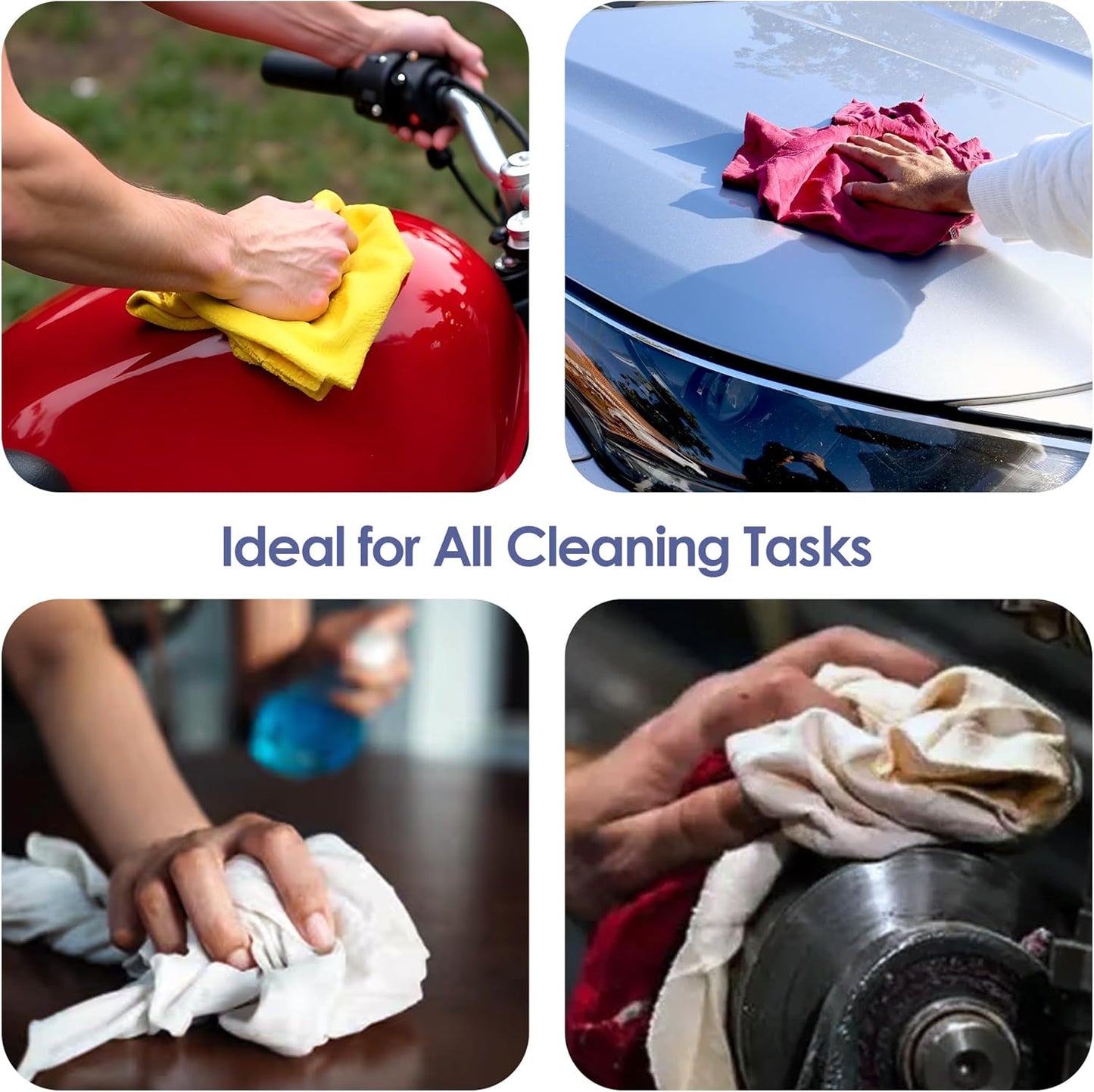 Huck & Terry Tshirt Bag of Rags Multicolored (1,000 LBS, 20x Bales), Cotton Blend, Paint Rags and Multipurpose, Kitchen, Auto, Staining Wiper, Shop Cloths Bulk, Lint Free Absorbent Washable, 20 Bags