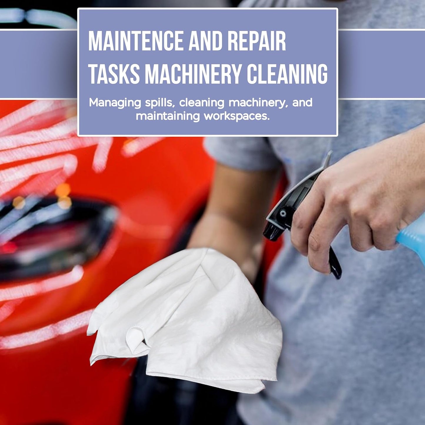 Shop Towels| Multipurpose Commercial and Residential Shop Cleaning| Car Wash, Polish, Housewares, Coffee Machine, Restaurant, Bathrooms, Electronics, Auto Garage | 50 Pack 14"x12" White