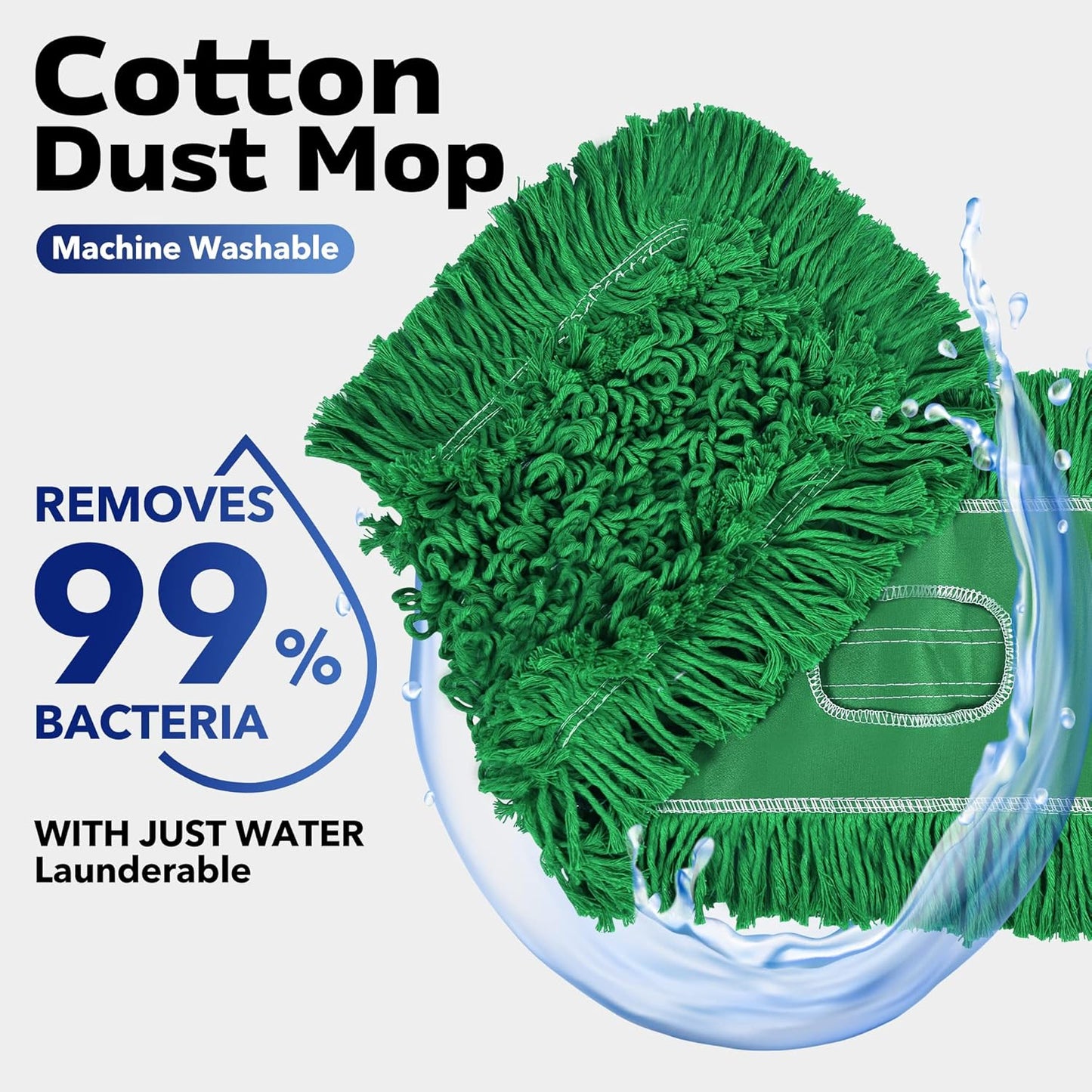 Matthew Cleaning 36'' Industrial Strength Cotton Dust Mop Refill Washable Replacement Heads for Residential & Commercial Use Fit Standard Dust Mop Frames, Hardwood, Concrete Floors Green 1 Pack