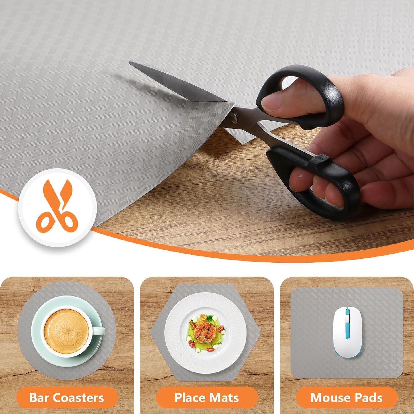 Light Gray Shelf Liners for Kitchen Cabinets Refrigerator Liners Waterproof & Oil-Proof Kitchen Cupboard Liner Drawer Mats EVA Material Non Adhesive Fridge Liner for Shelves 17.5 x 157.4 Inches