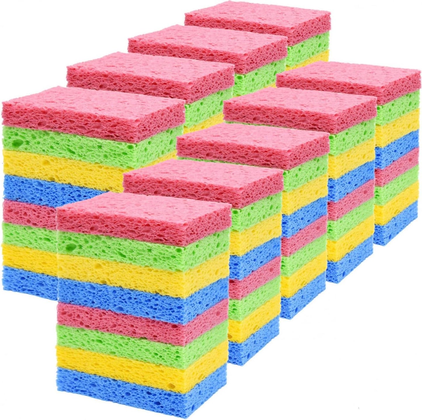 YoleShy 72 Pack Sponges Kitchen Natural Compressed Cellulose Sponges Bulk Non Scratch for Household Cookware Bathroom Cars Soft Super Absorbent Reusable