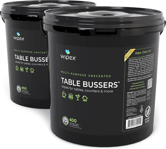 Wipex Table Bussers - Natural Cleaning Wipes for Multi Surface Cleaning, Cleaning Vinegar in Plant Based Sanitizing Wipe, Clean Restaurant Tables, Counters and Household Items, 400 Count (Pack of 2)