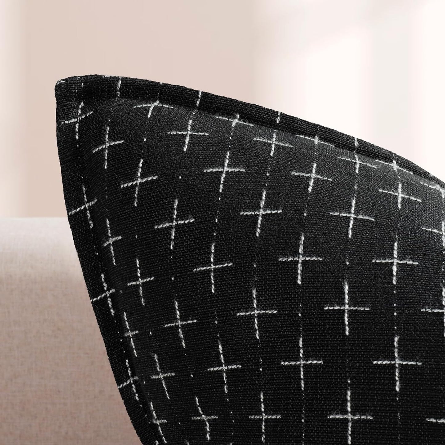 ZWJD Pillow Covers 18x18 Set of 2 Soft Polyester Textured Pillow Covers with Stylish Flange Edge Cozy Farmhouse Throw Pillows for Couch Bed Sofa Living Room