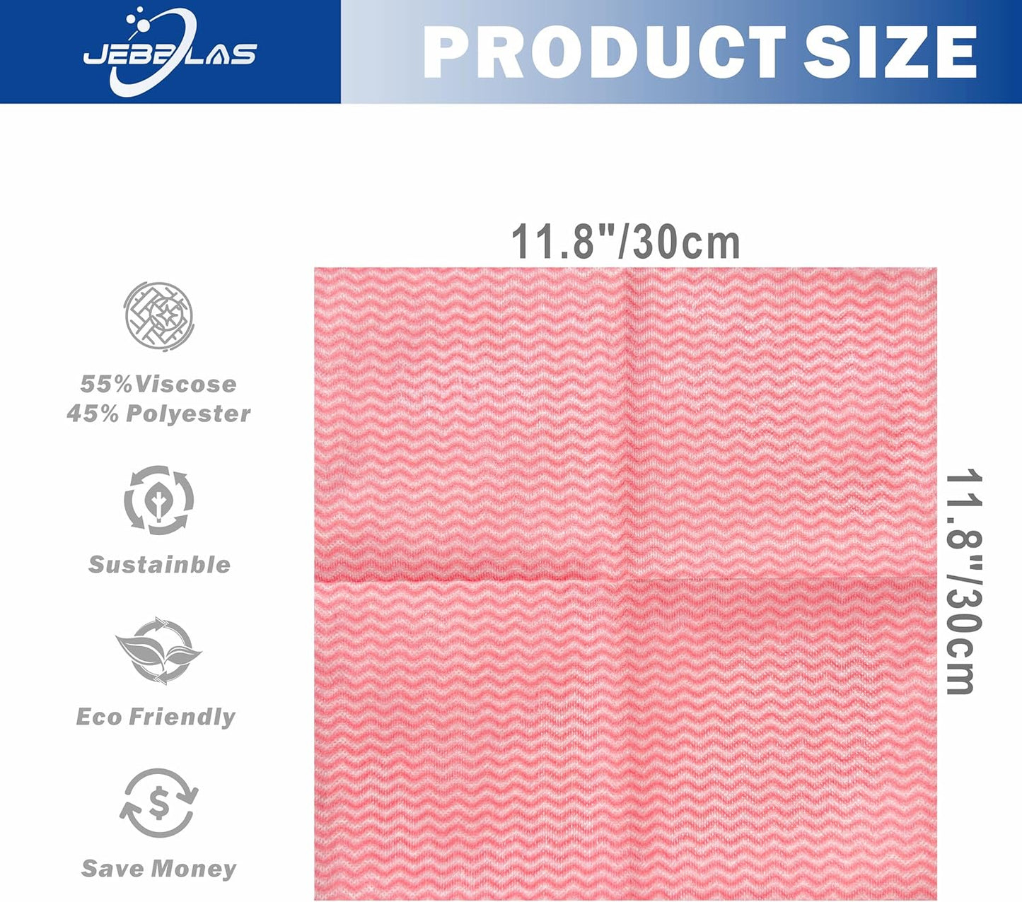 JEBBLAS Reusable Cleaning Cloths Handi Wipes Reusable Cloths Dry Cleaning Cloths Dish Towel Dish Cloths Handy Cleaning Wipes,Pack of 100, Red