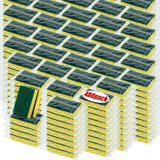 Tanlade 480 Pcs Bulk Kitchen Dishwashing Sponges Individually Wrapped Non Scratch Scouring Sponges for Dishes Household Cleaning Travel Apartments Hotel Car