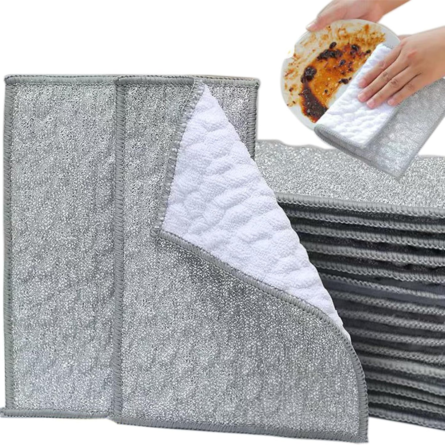New Scratch-Resistant Multi-Functional Metal Wire Dish Cloth, Double-Sided for Wet and Dry use, Suitable for Washing Dishes, cookware, Sinks, stoves, and Kitchen Cleaning(2PCS)
