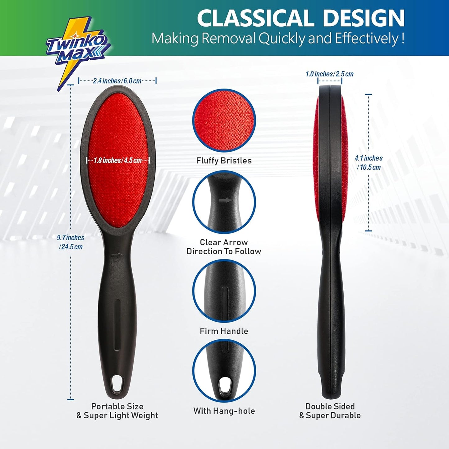 Lint Brush, Lint Remover, Pet Hair Remover, Clothes Brush, Magic Lint Remover Brush, Sheet and Carpet Cleaning Brush, 2-Sided and Reusable, No Need Lint Roller Refill.