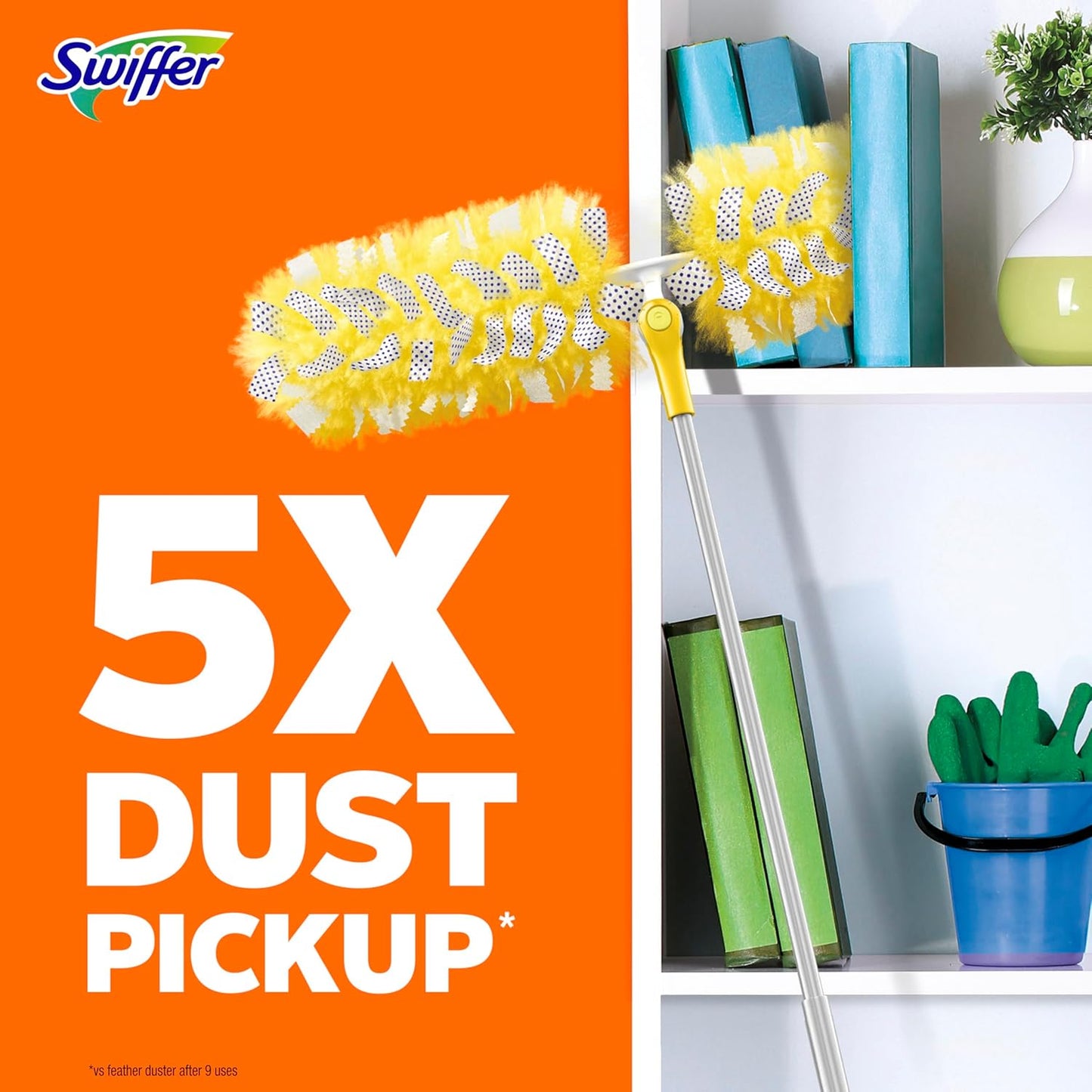 Swiffer Duster Kit with 6 ft Super Extendable Handle, Heavy Duty Starter Kit with 8 Refills