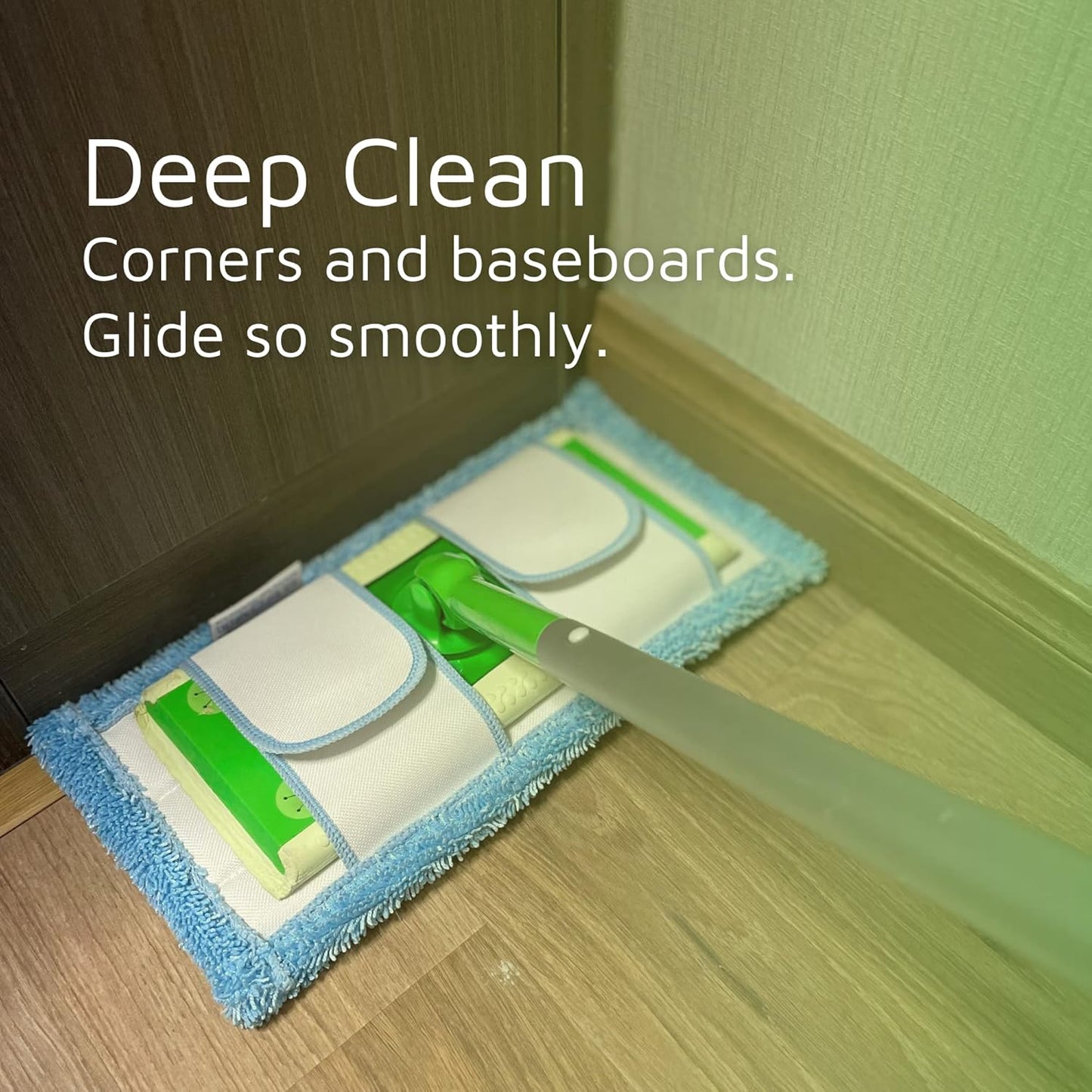 Reusable Microfiber Mop Pad for Swiffer Sweeper, 12.5'' Refill Washable for Hard Floor Baseboard Cleaning, Wet/Dry Cleaning, 2 Pack