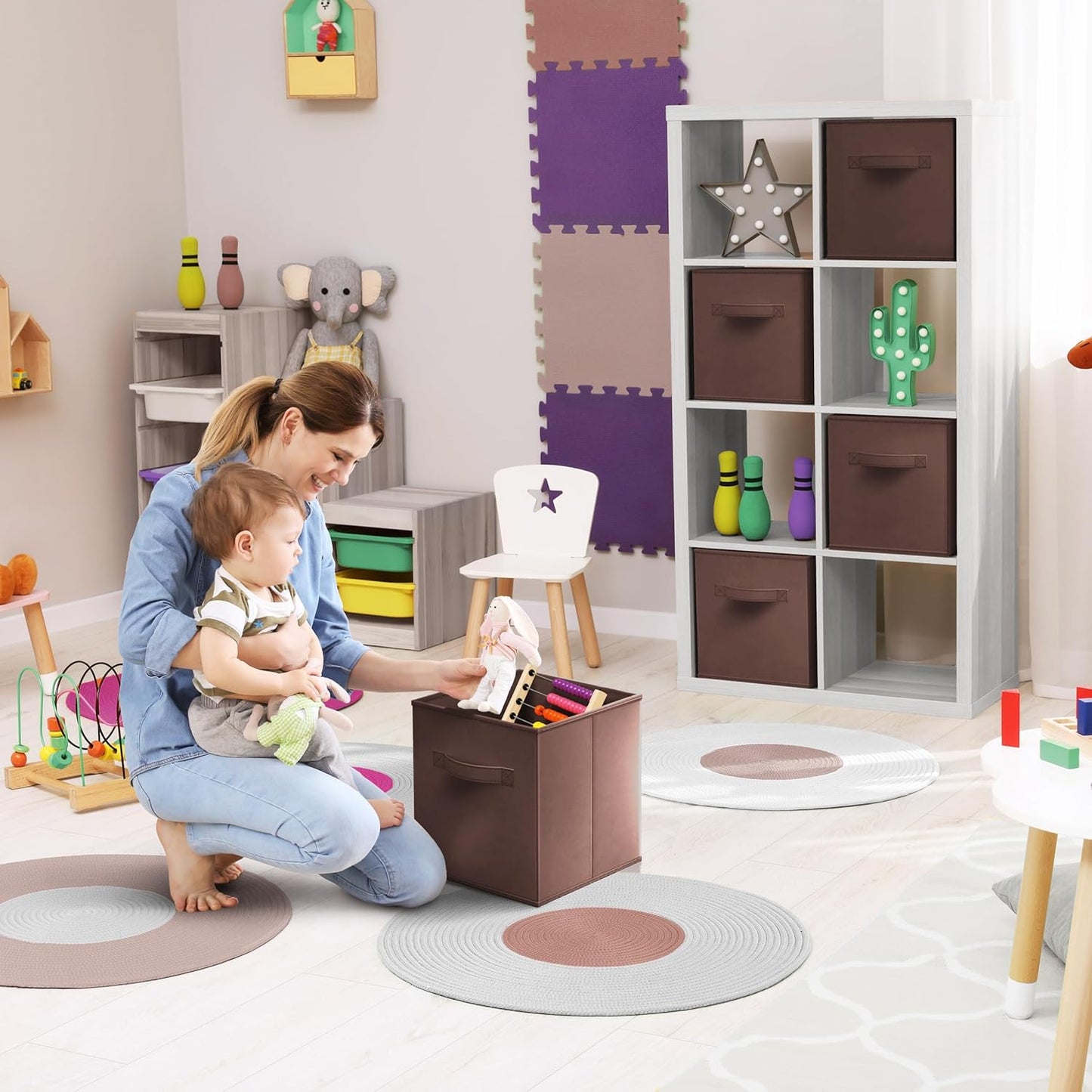 Sorbus Fabric Storage Cubes - 8 Foldable Storage Bins for Organizing Pantry, Cubbies, Toy Box - Clothes Storage & Closet Organizer - 11 Inch Collapsible Cube Baskets for Shelves with Handle