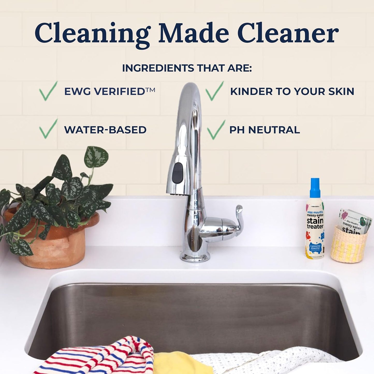 Miss Mouth's Messy Eater Stain Treater Spray - 4oz & 10 Wipes Stain Remover - Newborn & Baby Essentials - No Dry Cleaning Food, Grease, Coffee Off Laundry, Underwear, Fabric