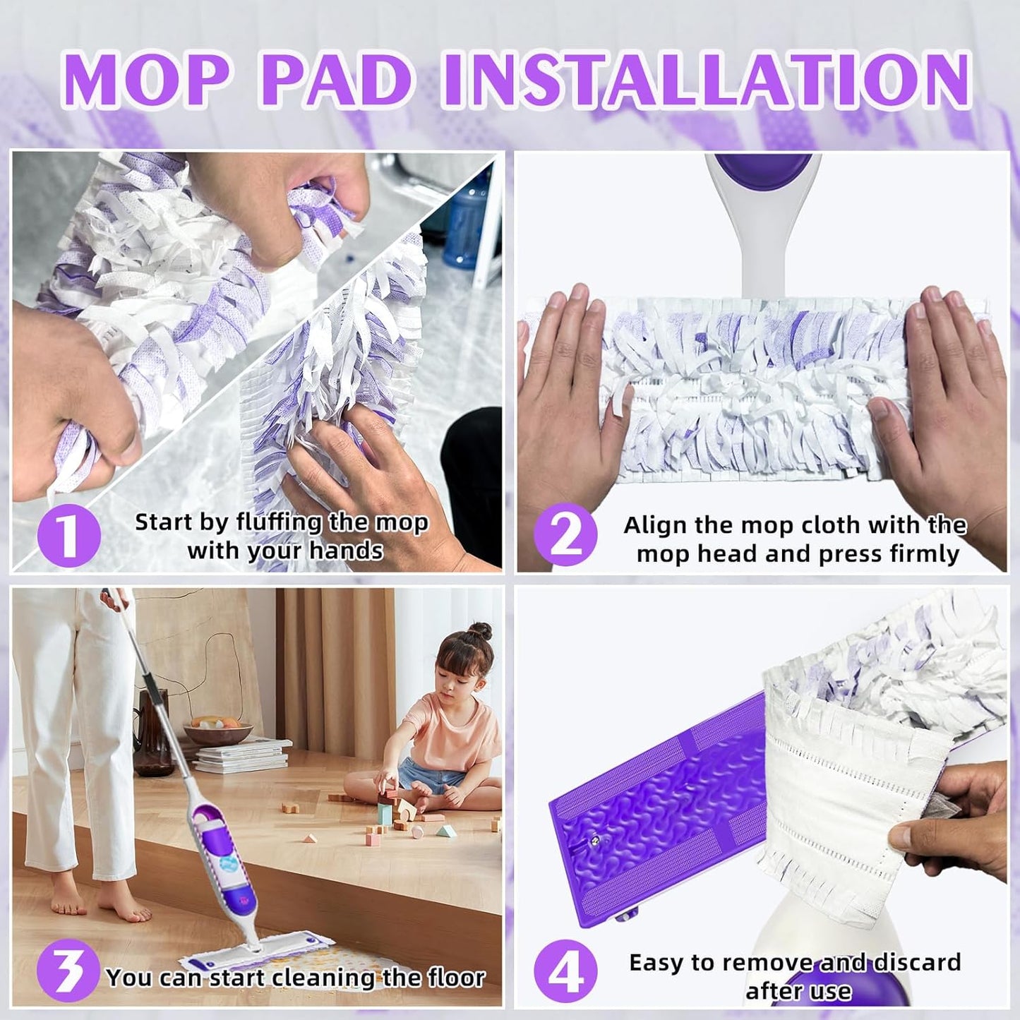 20 Count ‌Disposable Heavy-Duty Power Mop Pads Refills for Swiffer Power Mop ,Replacement Floor Cleaning Refills, Non-Washable & Unscented, Compatible with Swiffer PowerMop (Quick-Absorb, No Residue)