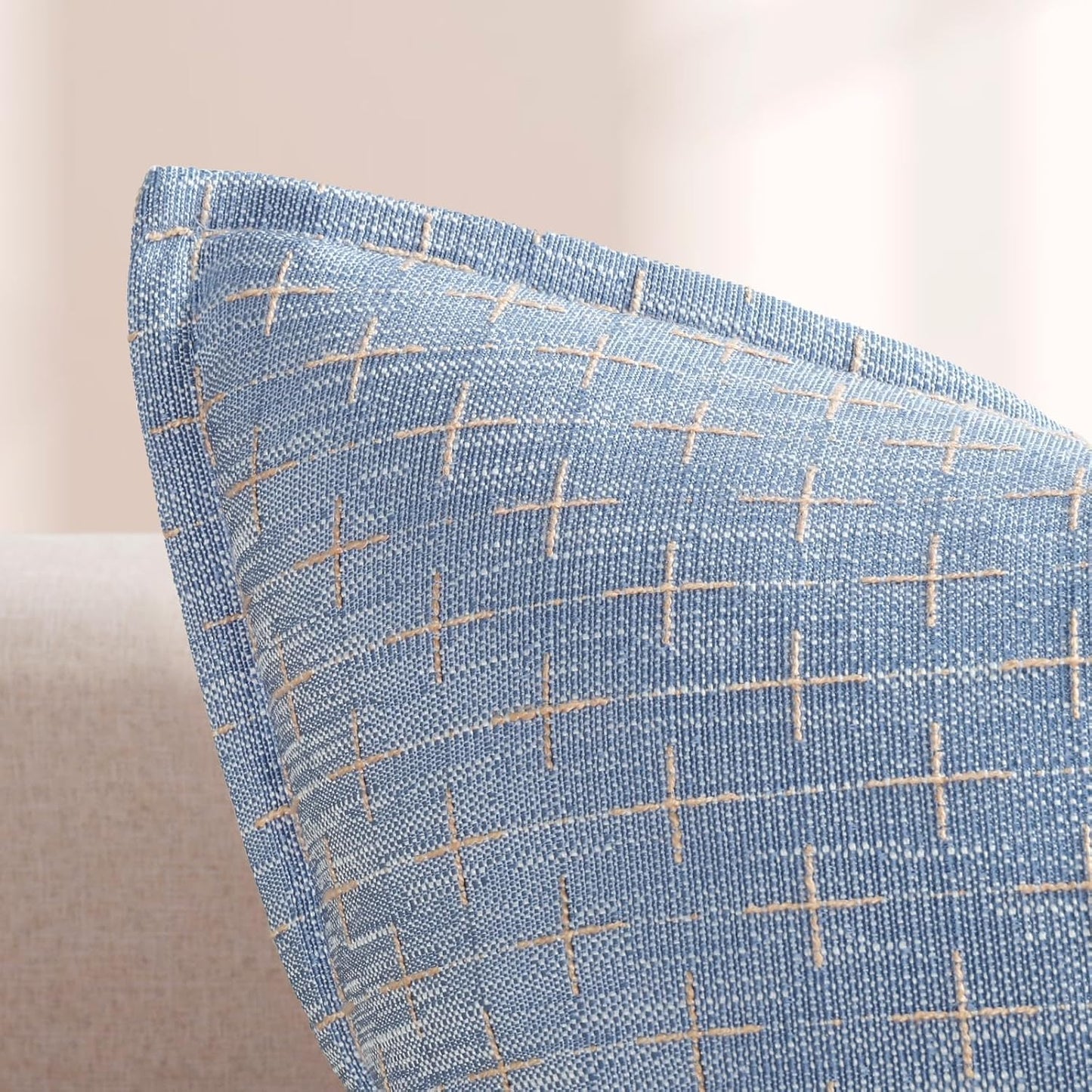 ZWJD 12x20 Pillow Covers Set of 2 Soft Polyester Textured Pillow Covers with Stylish Flange Edge Cozy Farmhouse Throw Pillows for Couch Bed Sofa Living Room