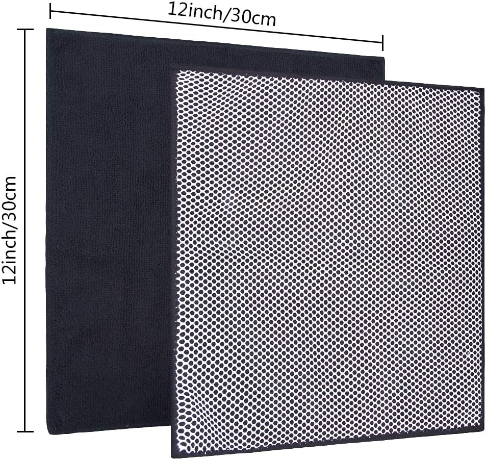 SINLAND Microfiber Dish Cloth for Washing DishesBest Kitchen Washcloth Cleaning Cloths with Poly Scour Side 12Inchx12Inch 5Pack, Black