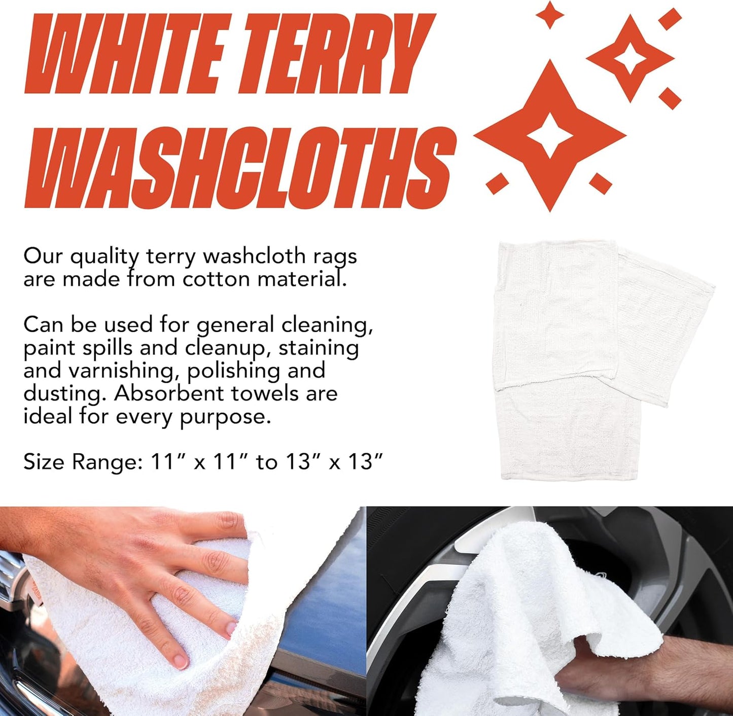 Arkwright W11 Terry Cloth Towels for Cleaning - Case of 25 - Soft Cotton Blend Washable Multi-Purpose Bar Mop, Absorbent & Quick Dry, Bulk Box of Rags for Kitchen, Auto Shop, and Garage, 25 lb, White