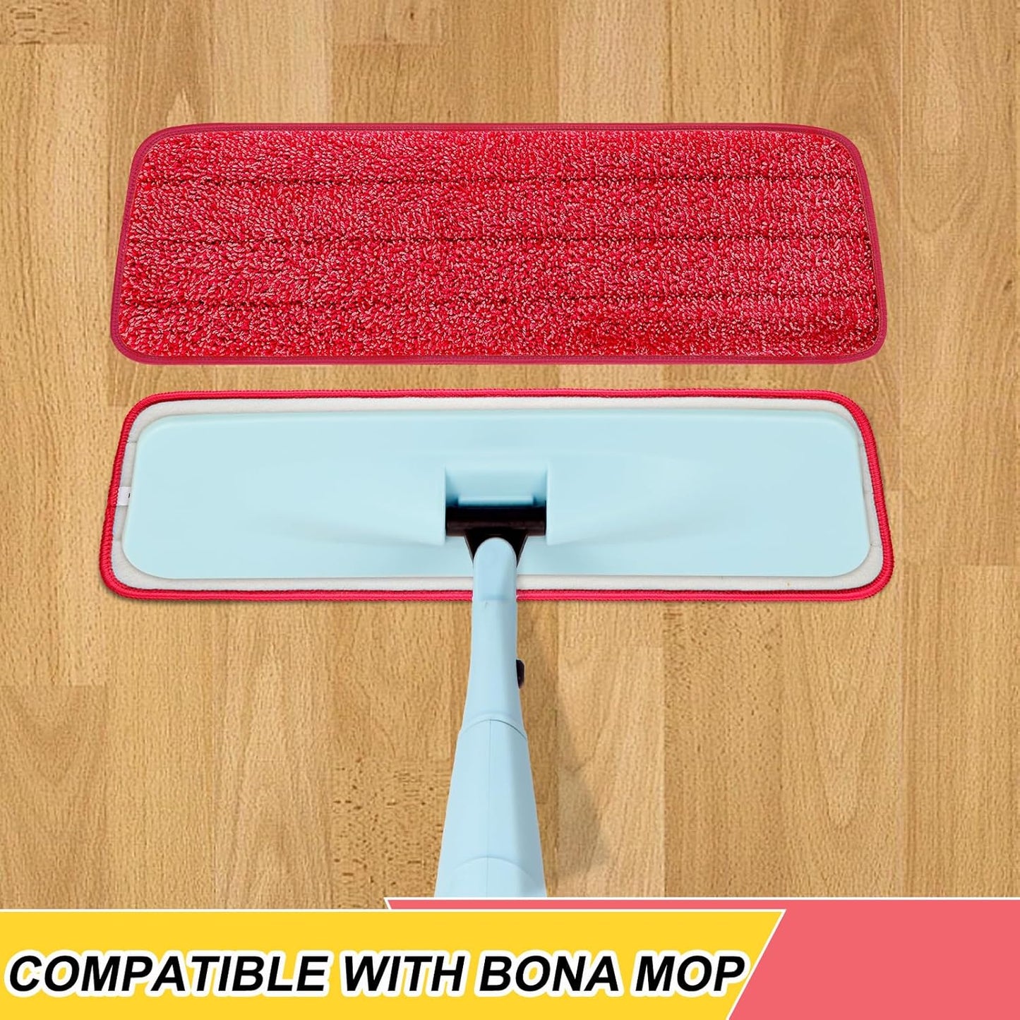 8 Pack 16.5 inch Reusable Mop Pads Microfiber Spray Mop Replacement Heads for Wet/Dry Mops Compatible with Bona Floor Care System