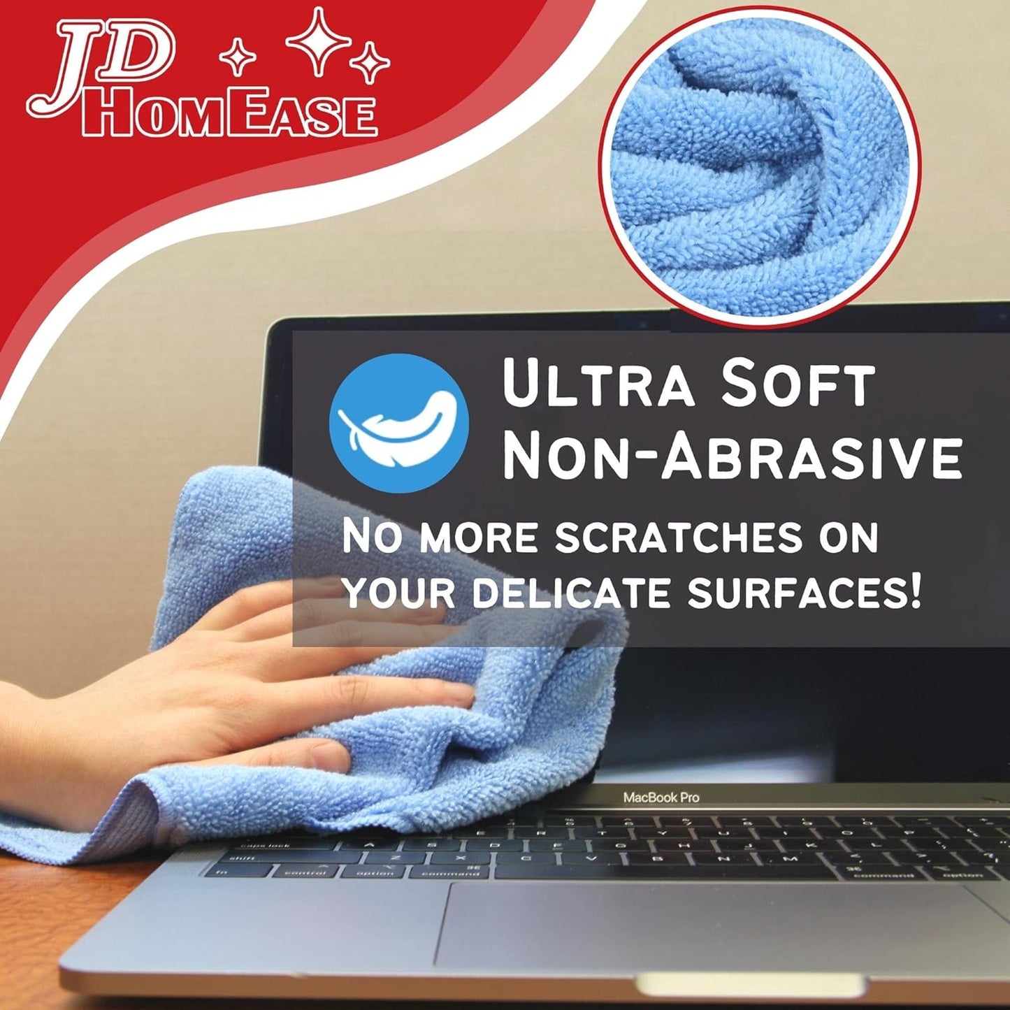 Microfiber Cleaning Cloths,24 Pack, 16"x16", All-Purpose, Softer, Highly Absorbent, Lint-Free, Reusable, Washable Pro Towels, White, for House, Kitchen, Bathroom, Car, Office